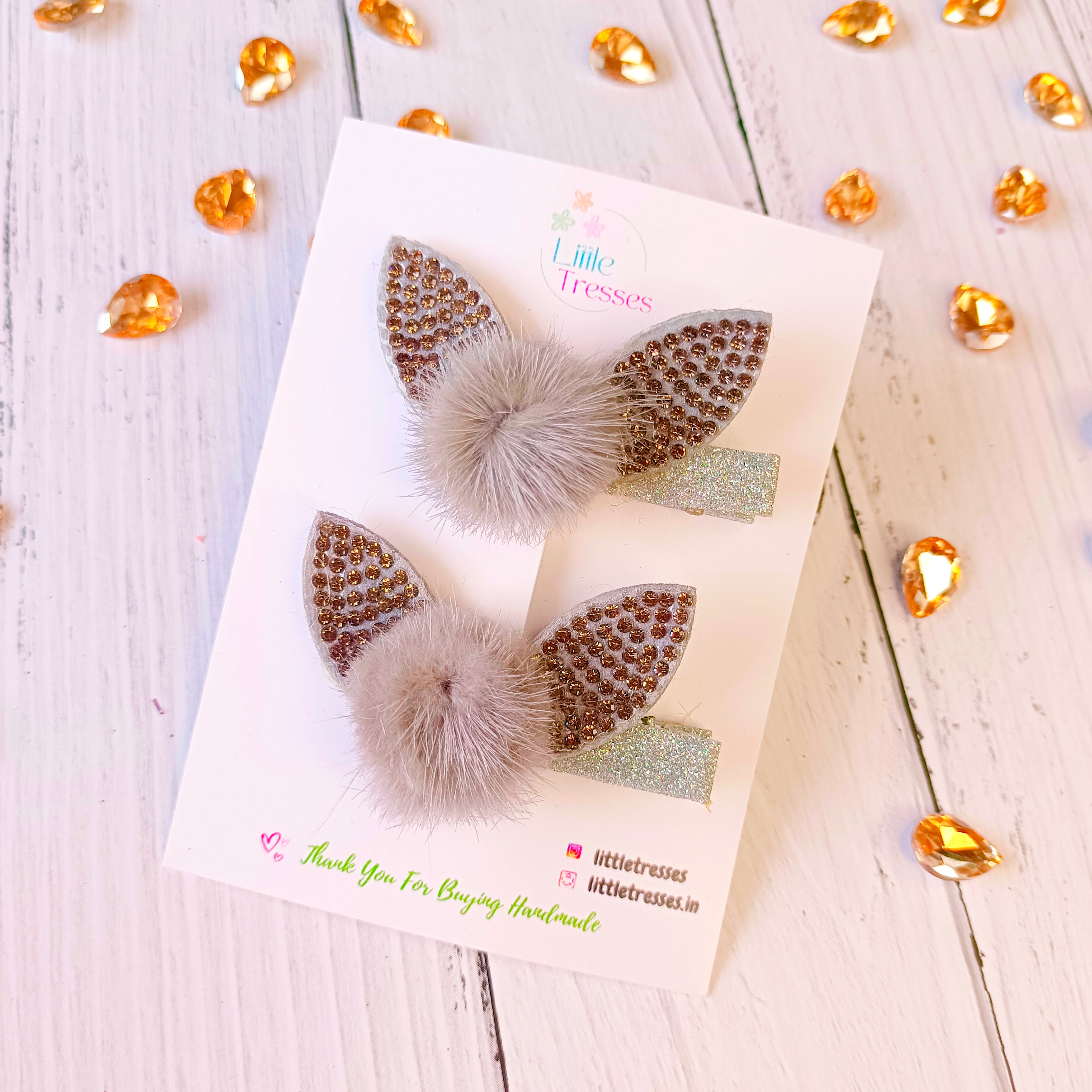 5 Colors Bunny Ears Alligator Clip Pair