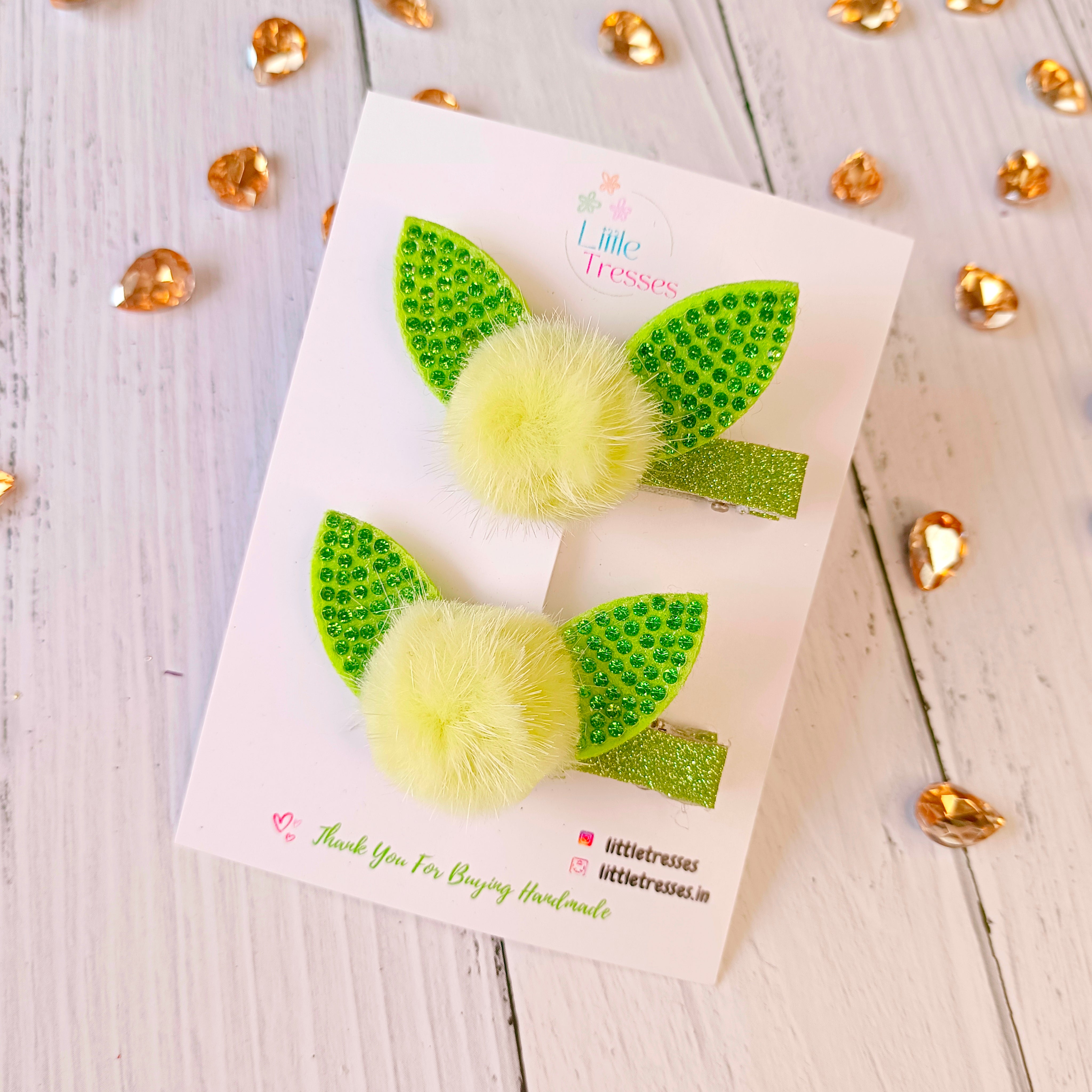 Bunny Ears Alligator Clip Pair - 5 Colors