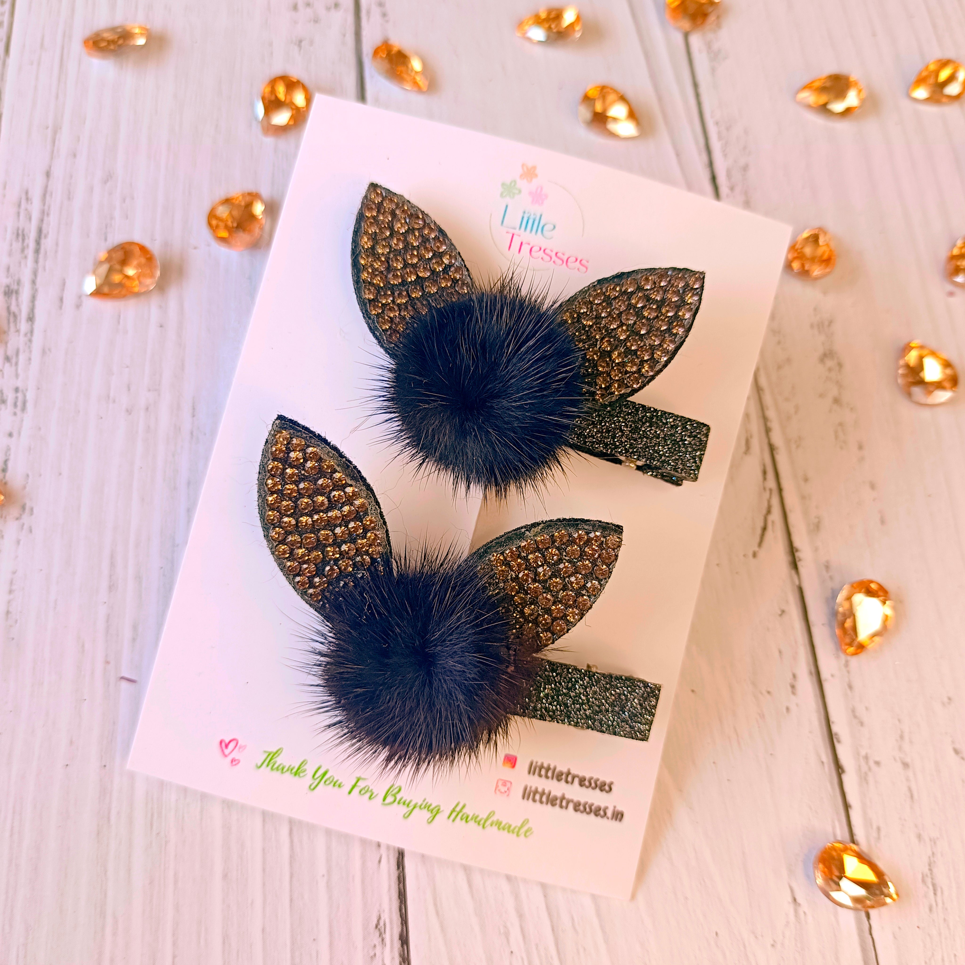 5 Colors Bunny Ears Alligator Clip Pair