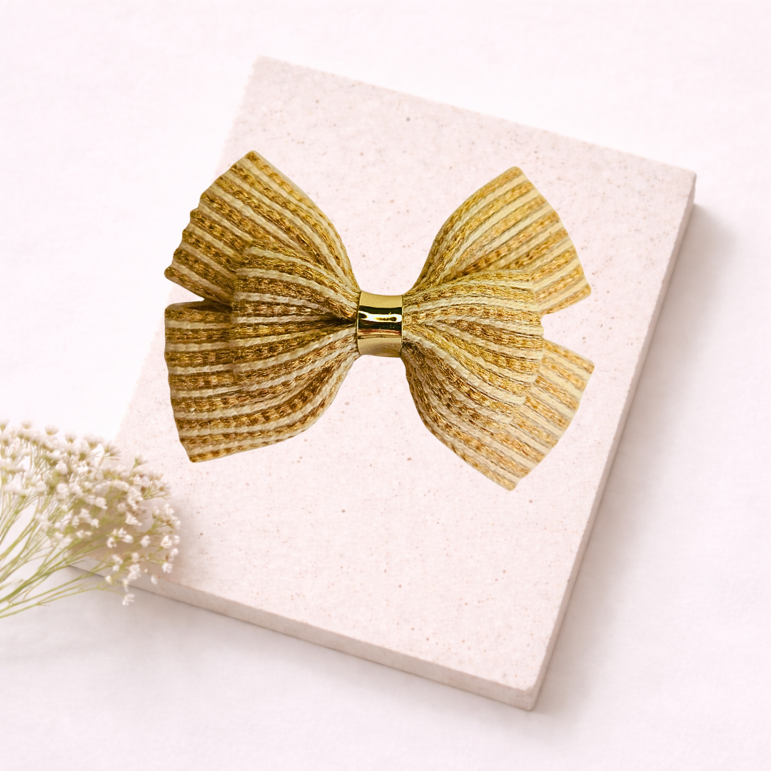 Jute Double Layer Bow Alligator Clip