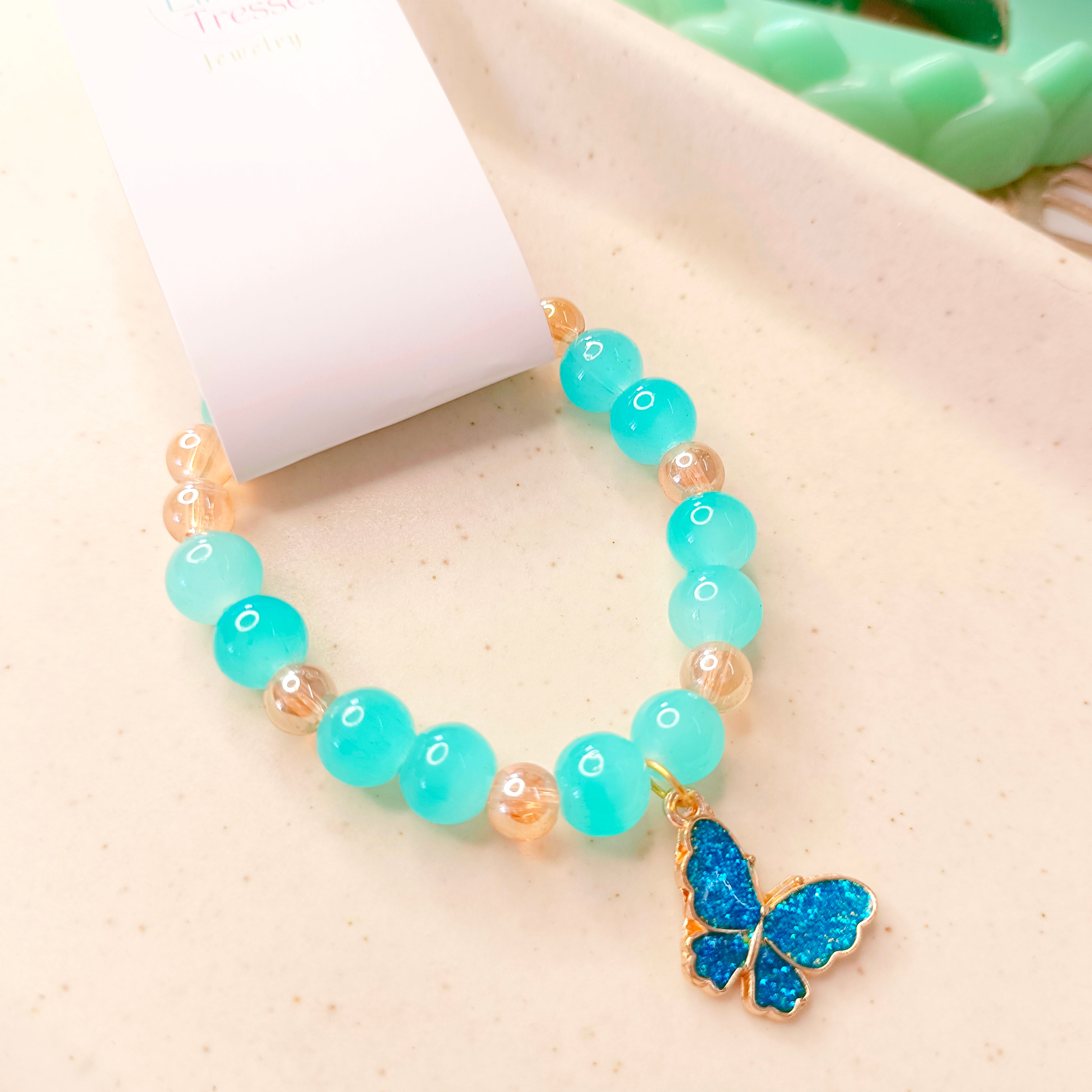 Butterfly Bracelet & Pendant Set - Blue