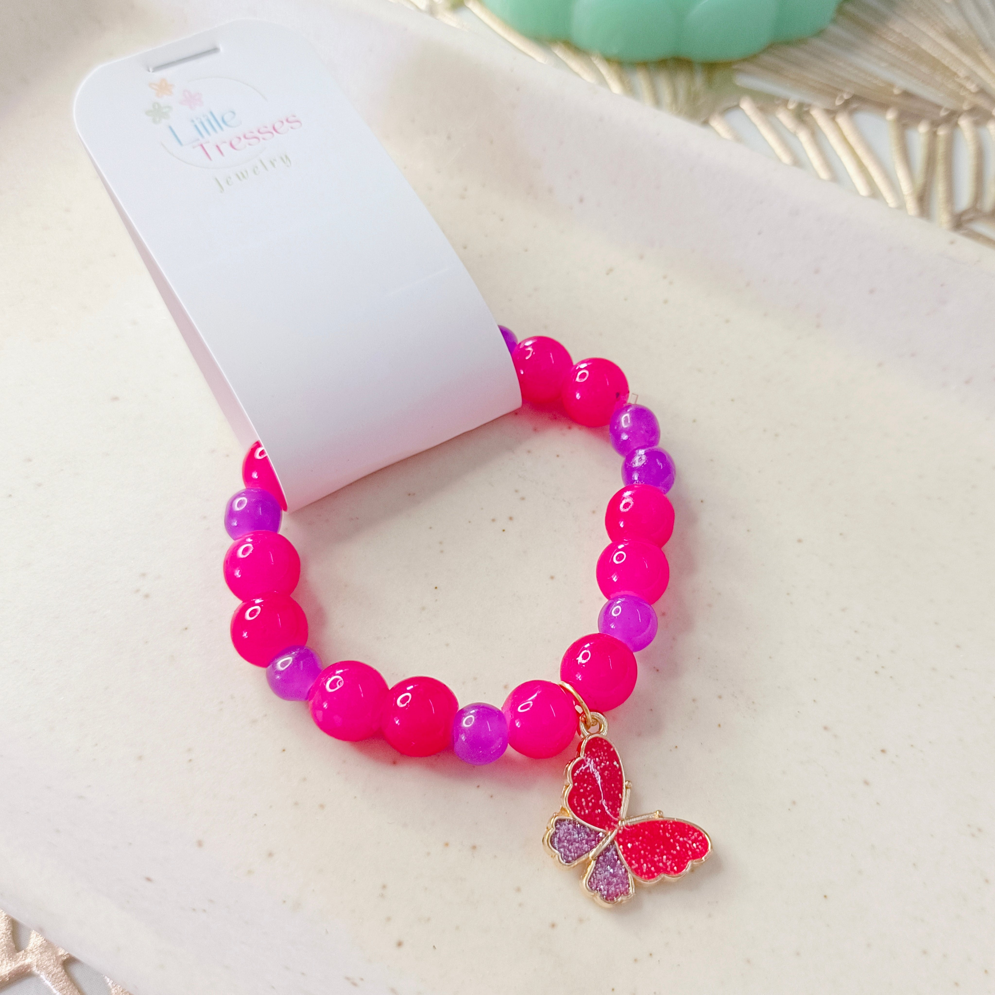 Butterfly Bracelet & Pendant Set - Purple & Pink