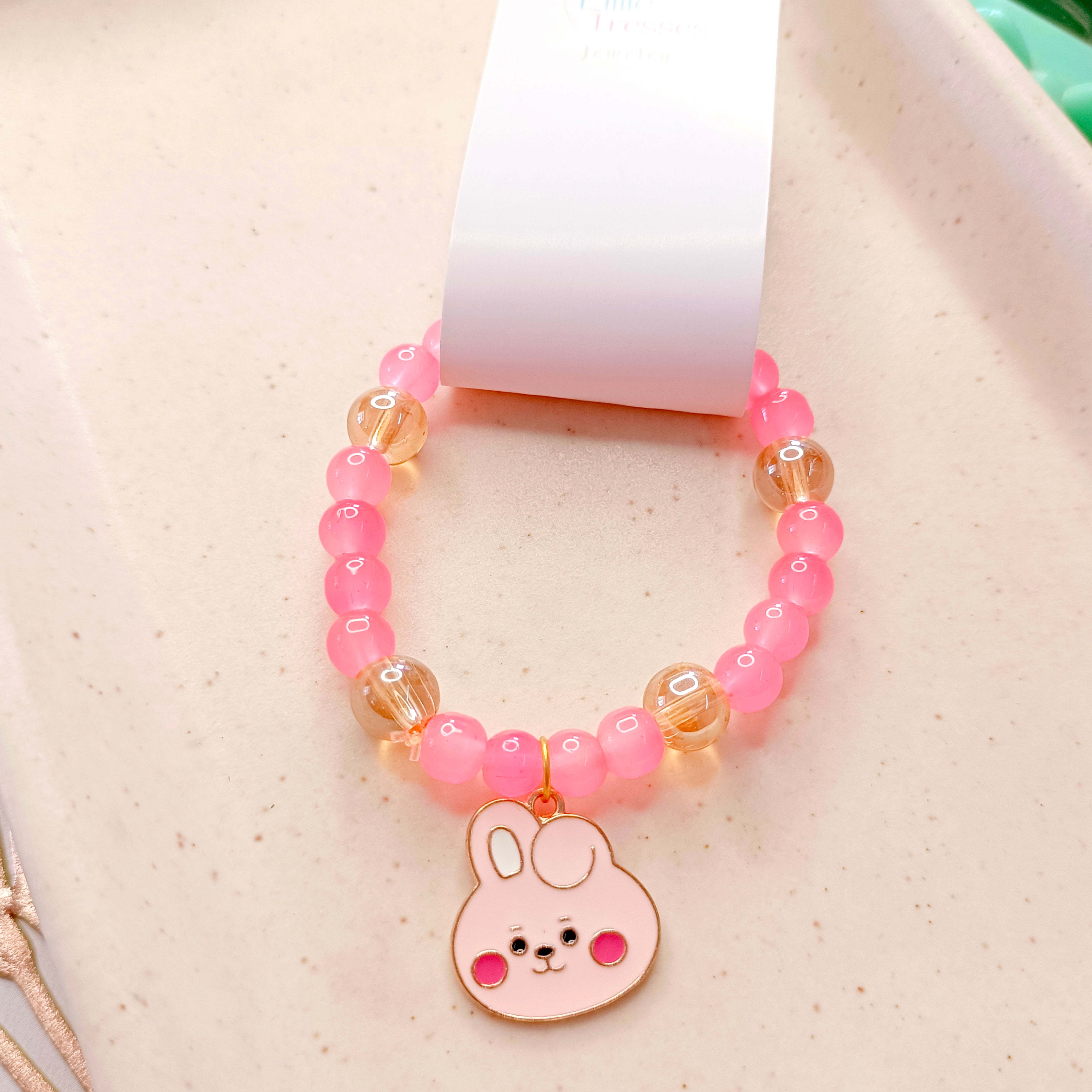 Little Bunny Bracelet & Pendant Set - Pink
