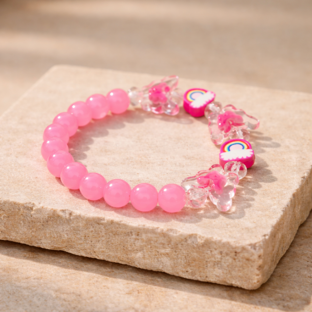 Pink Rainbow & Butterfly Bracelet