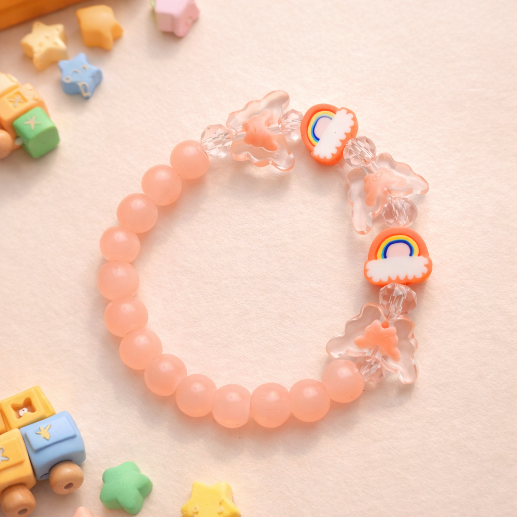 Peach Rainbow & Butterfly Bracelet