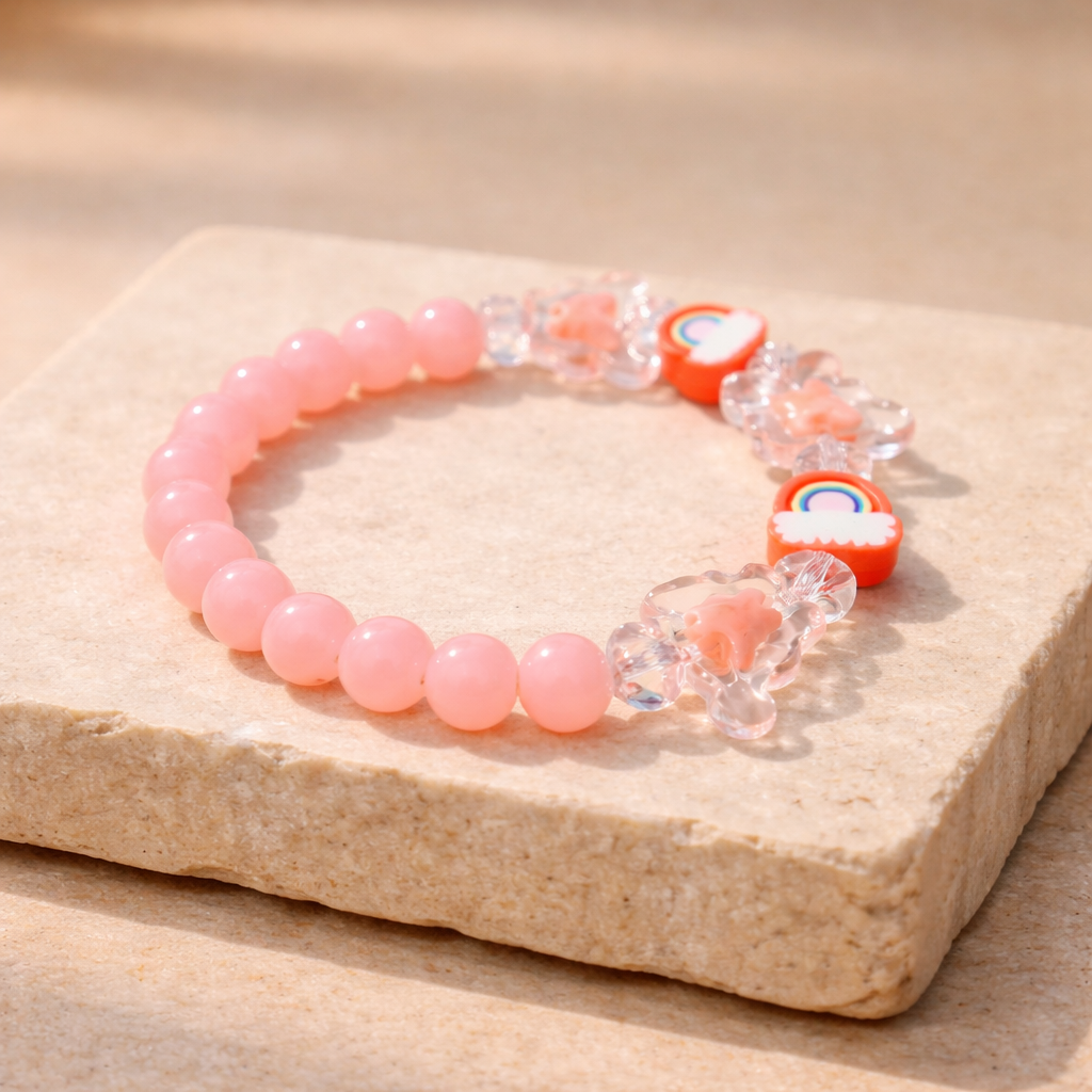 Peach Rainbow & Butterfly Bracelet
