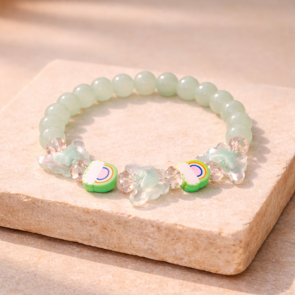 Mint Rainbow & Butterfly Bracelet