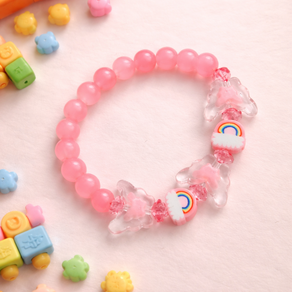 Baby Pink Rainbow & Butterfly Bracelet