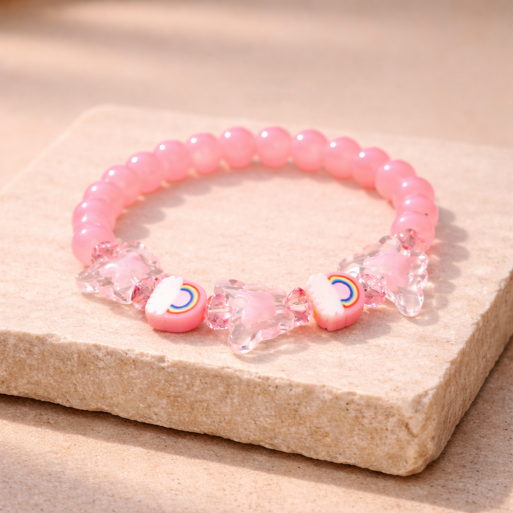 Baby Pink Rainbow & Butterfly Bracelet