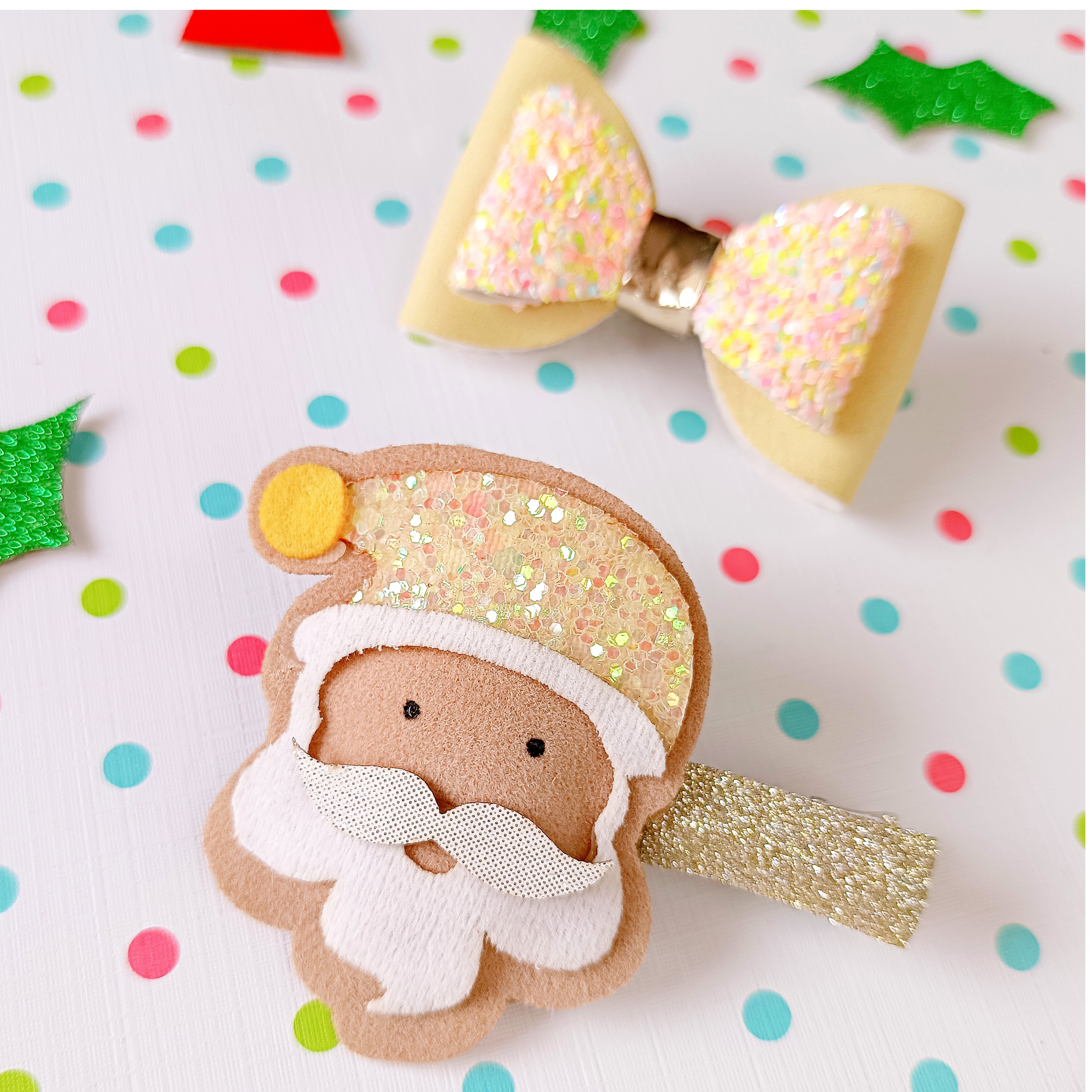 Combo of Santa and Bow Clip - Yellow