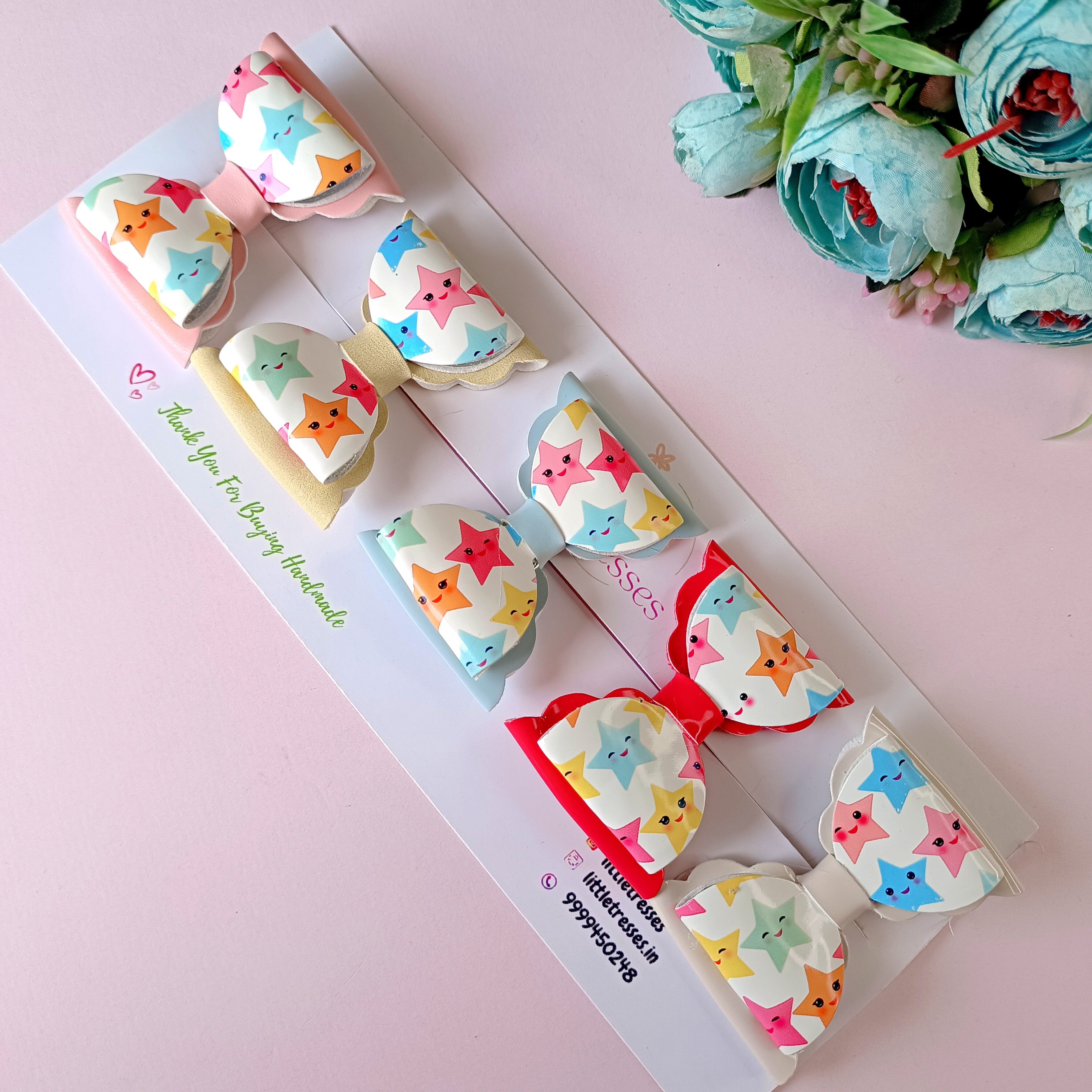 Combo of 5 Star Scalloped Bows