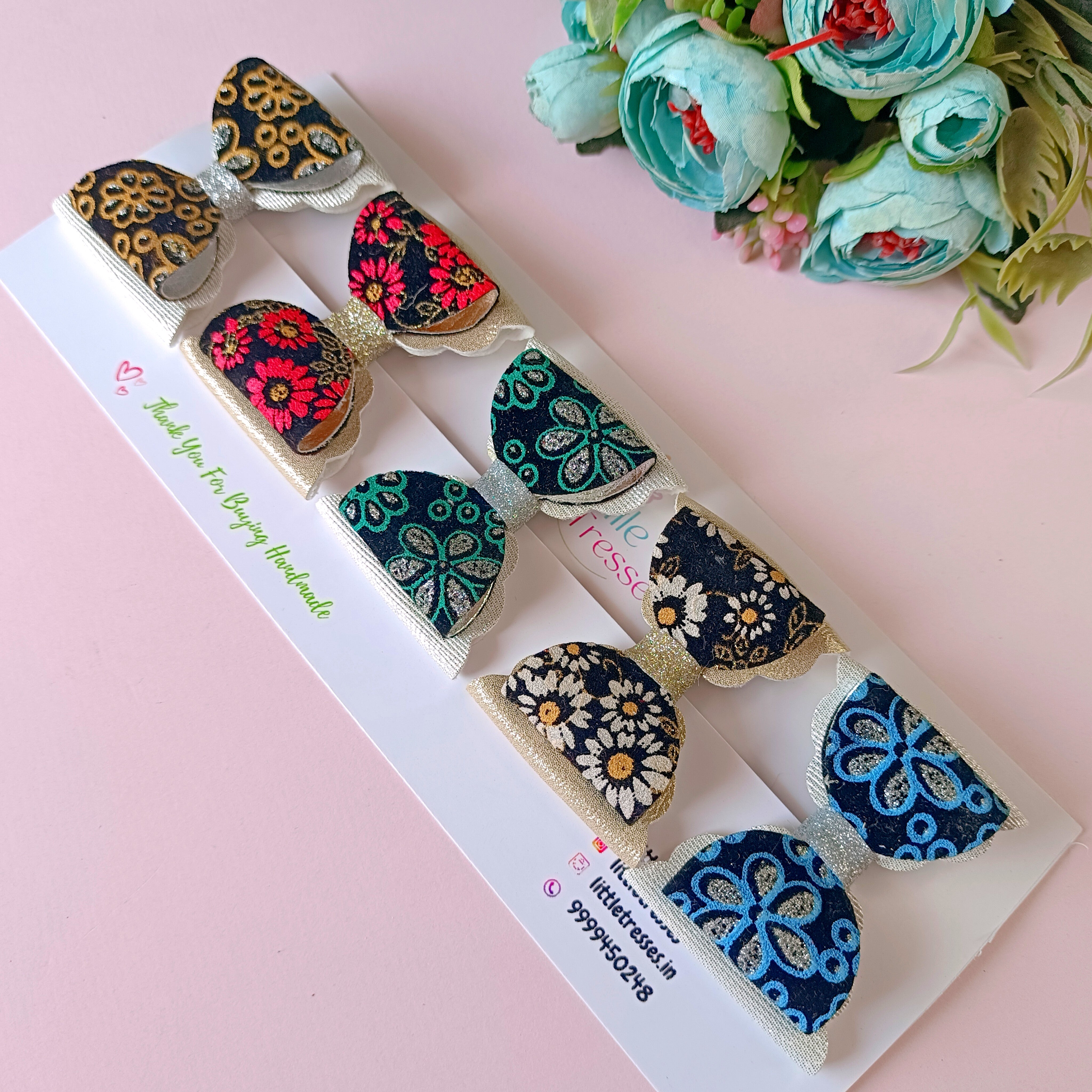 Combo of 5 Ethnic Scalloped Bows