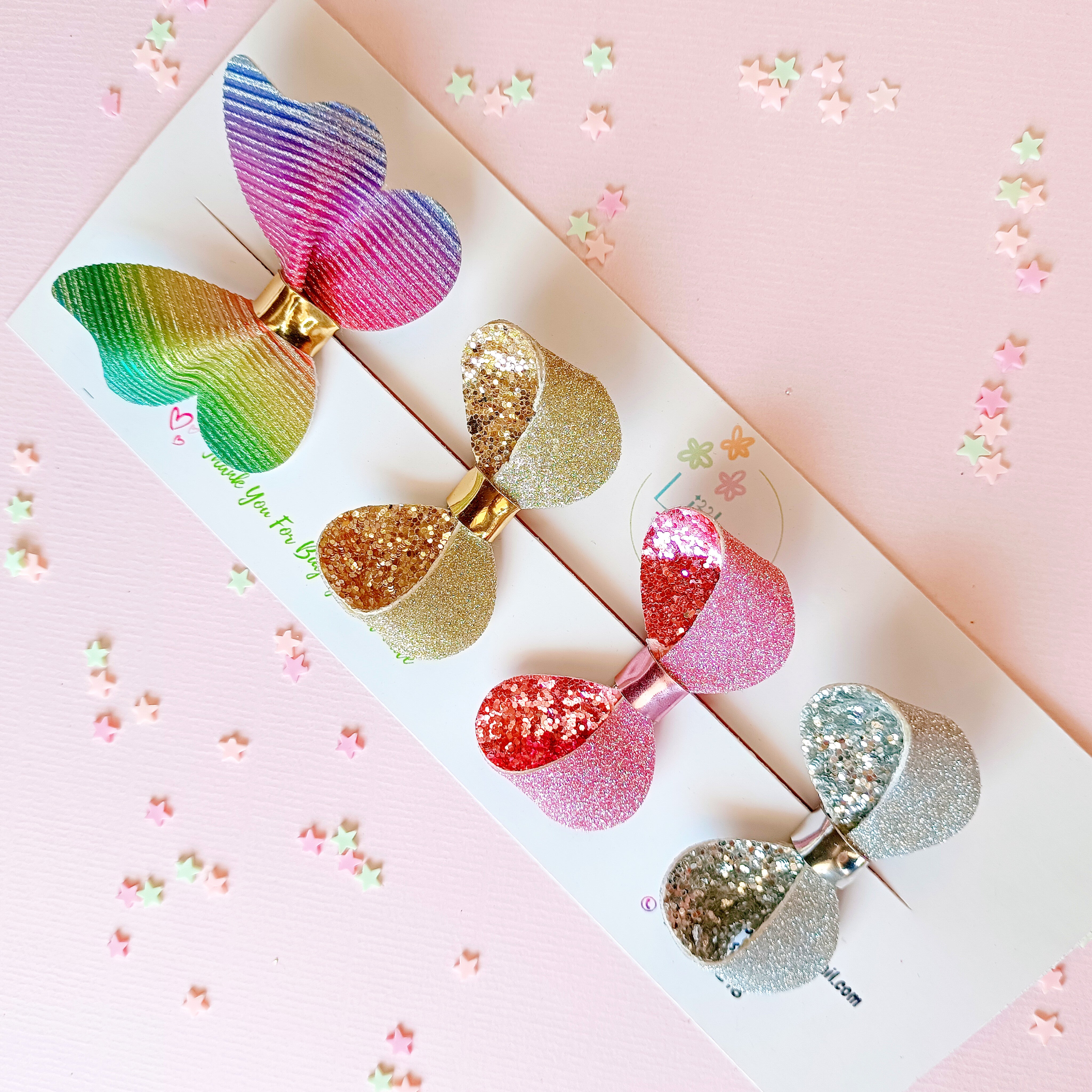 Combo of 3 Loopy Bows & Butterfly Clip