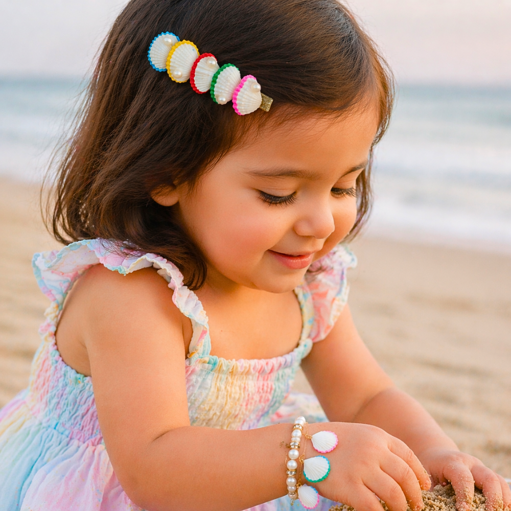 Coral Dreams Multicolor Sea Shell Alligator Clip & Bracelet