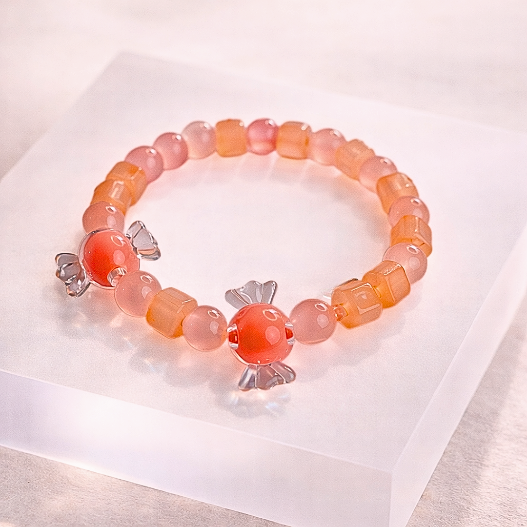 Peach Toffee Bracelet and Earrings Jewelry Gift Box