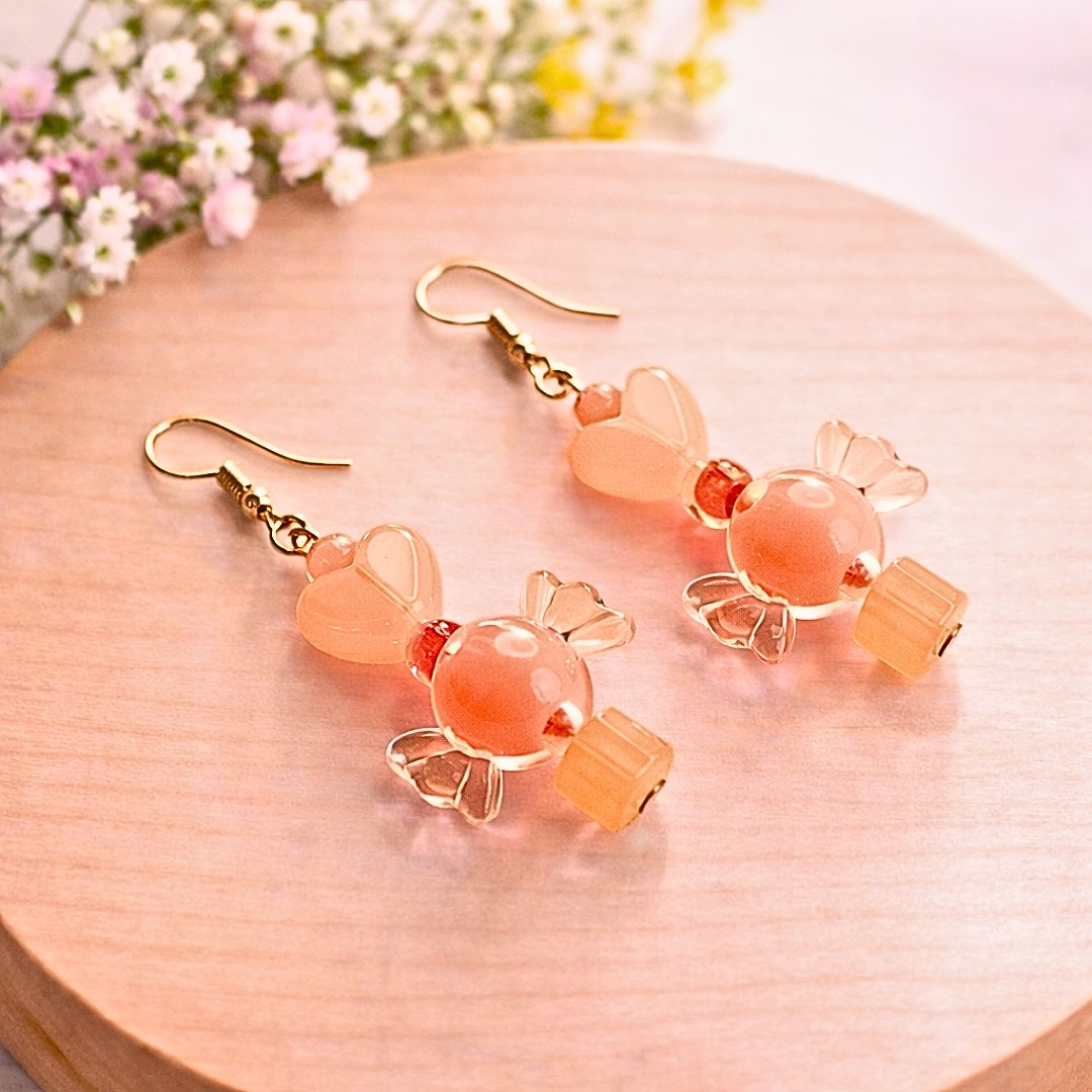 Peach Toffee Bracelet and Earrings Jewelry Gift Box