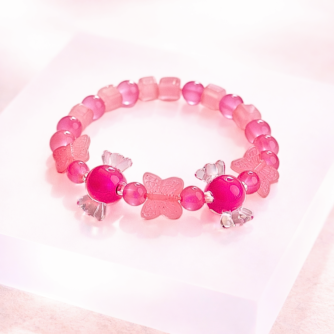 Pink Toffee Bracelet and Earrings Jewelry Gift Box