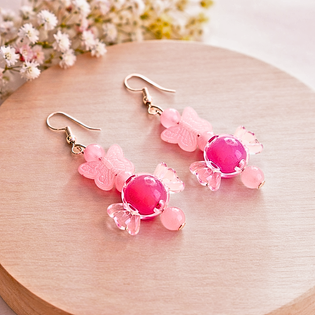 Pink Toffee Bracelet and Earrings Jewelry Gift Box