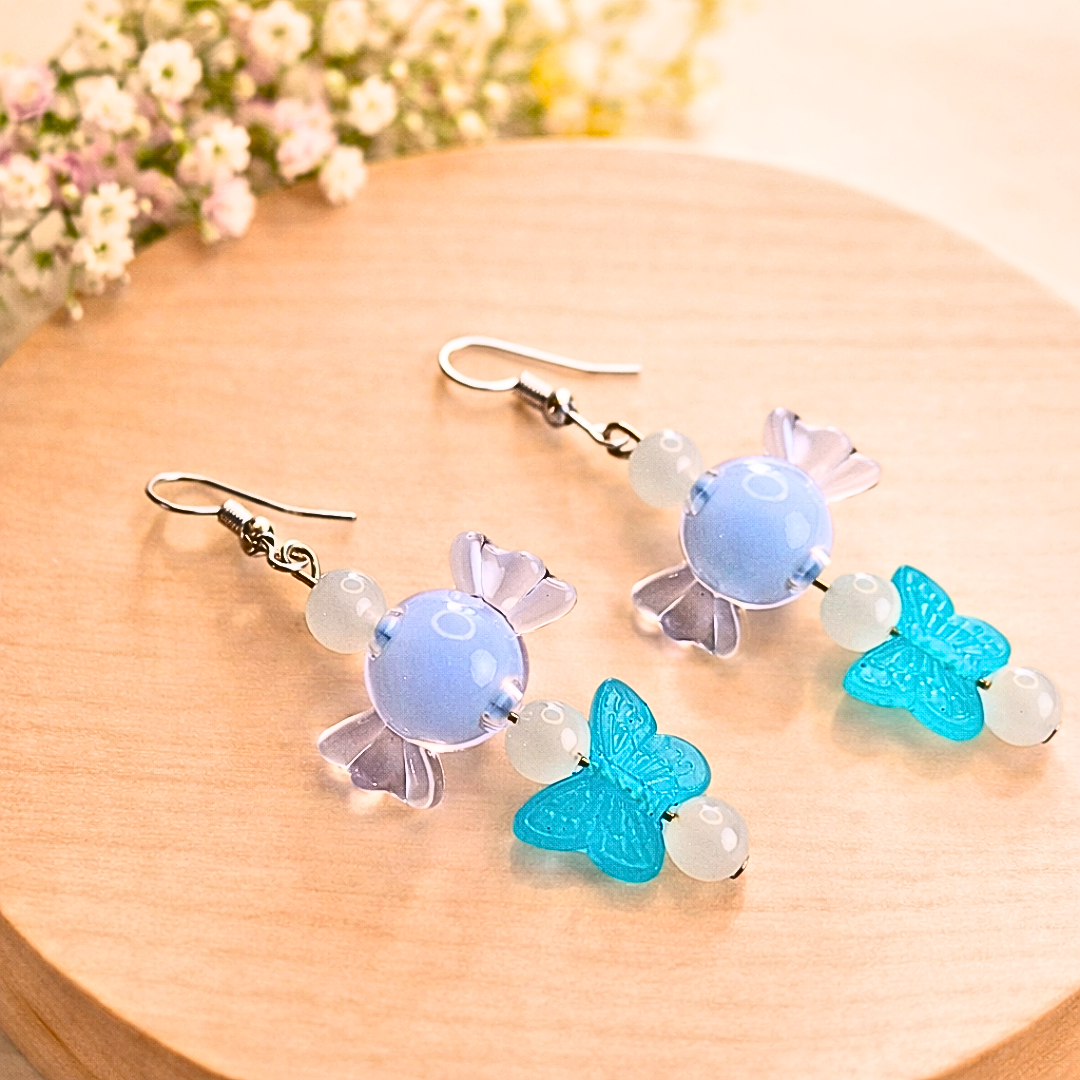 Blue Toffee Bracelet and Earrings Jewelry Gift Box