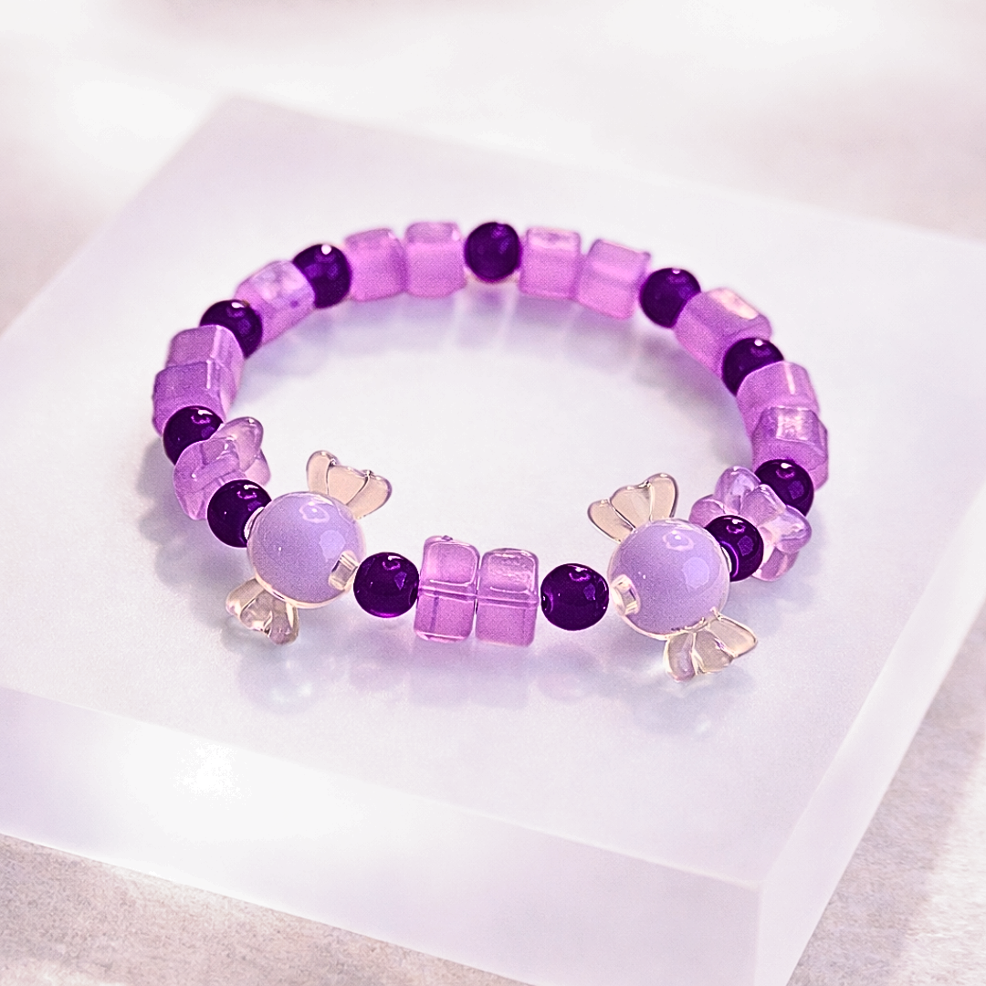 Purple Toffee Bracelet and Earrings Jewelry Gift Box