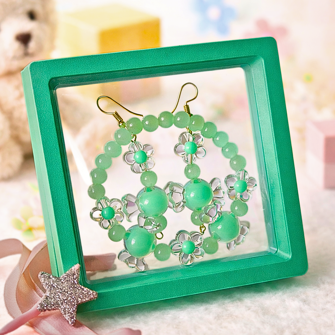 Mint Green Toffee Bracelet and Earrings Jewelry Gift Box