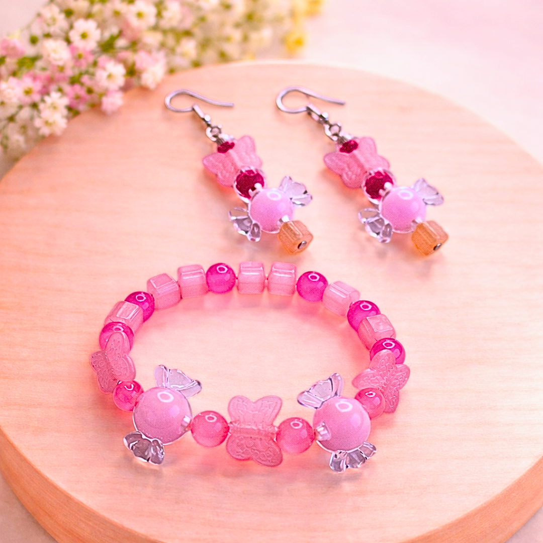 Baby Pink Toffee Bracelet and Earrings Jewelry Combo (Copy)