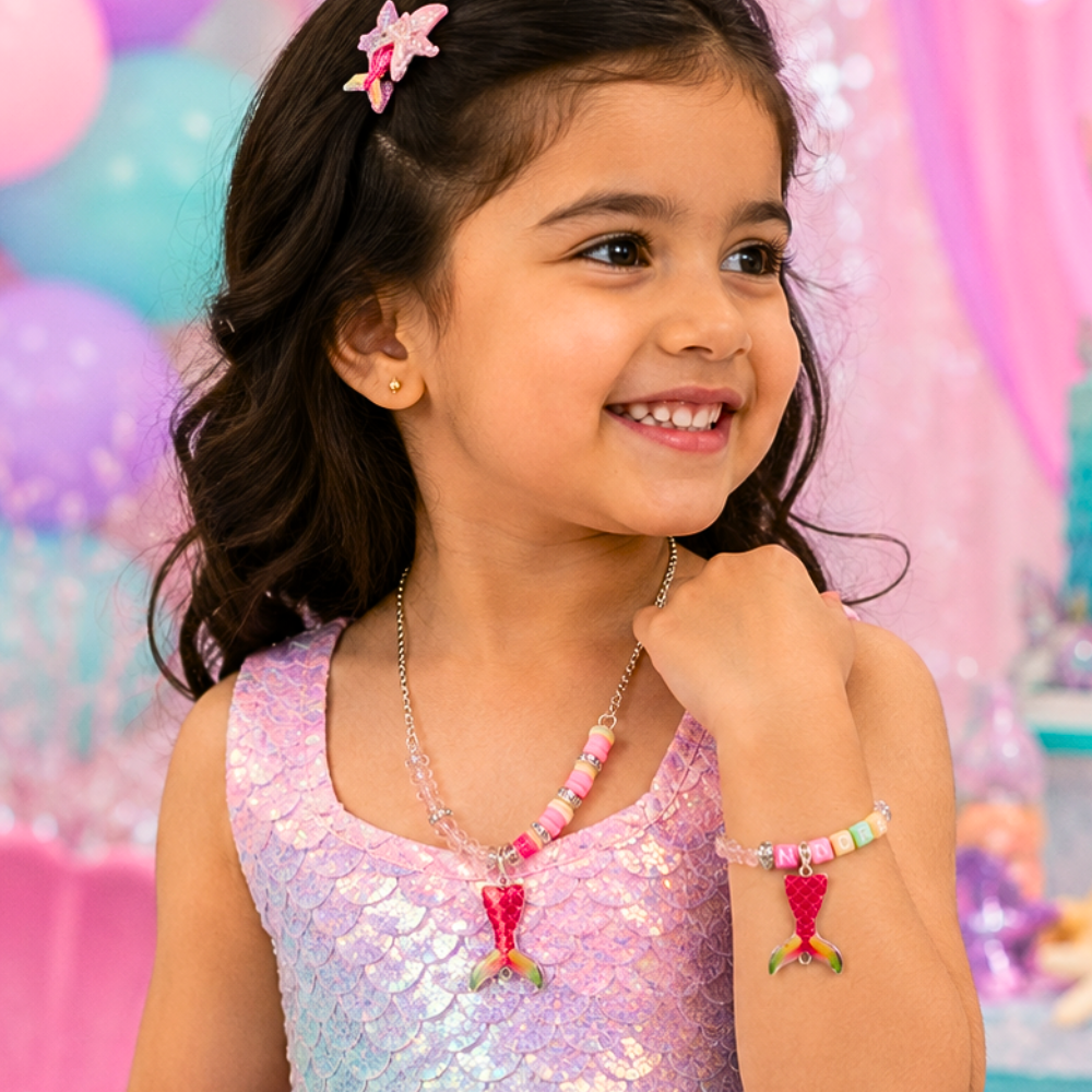 Mermaid Tail Personalized Pendant & Bracelet Set