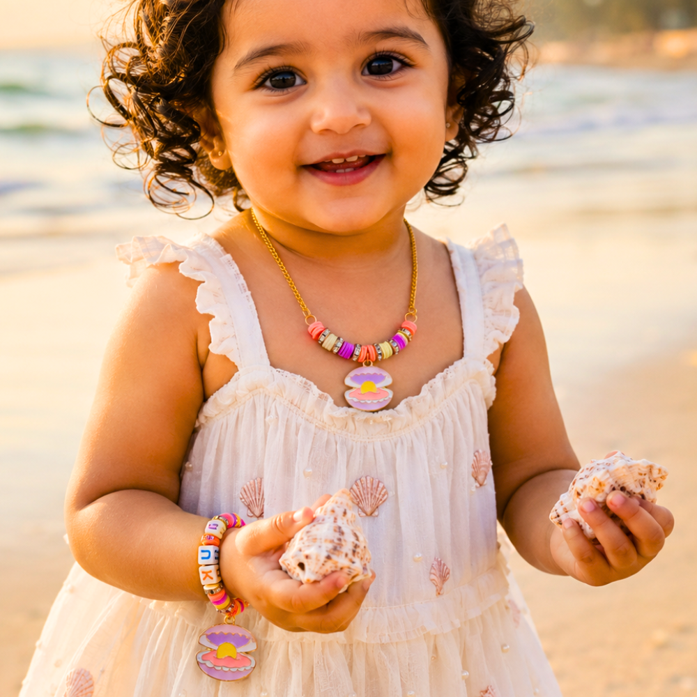 Personalized Oyster Pearl Necklace & Adjustable Name Bracelet Set