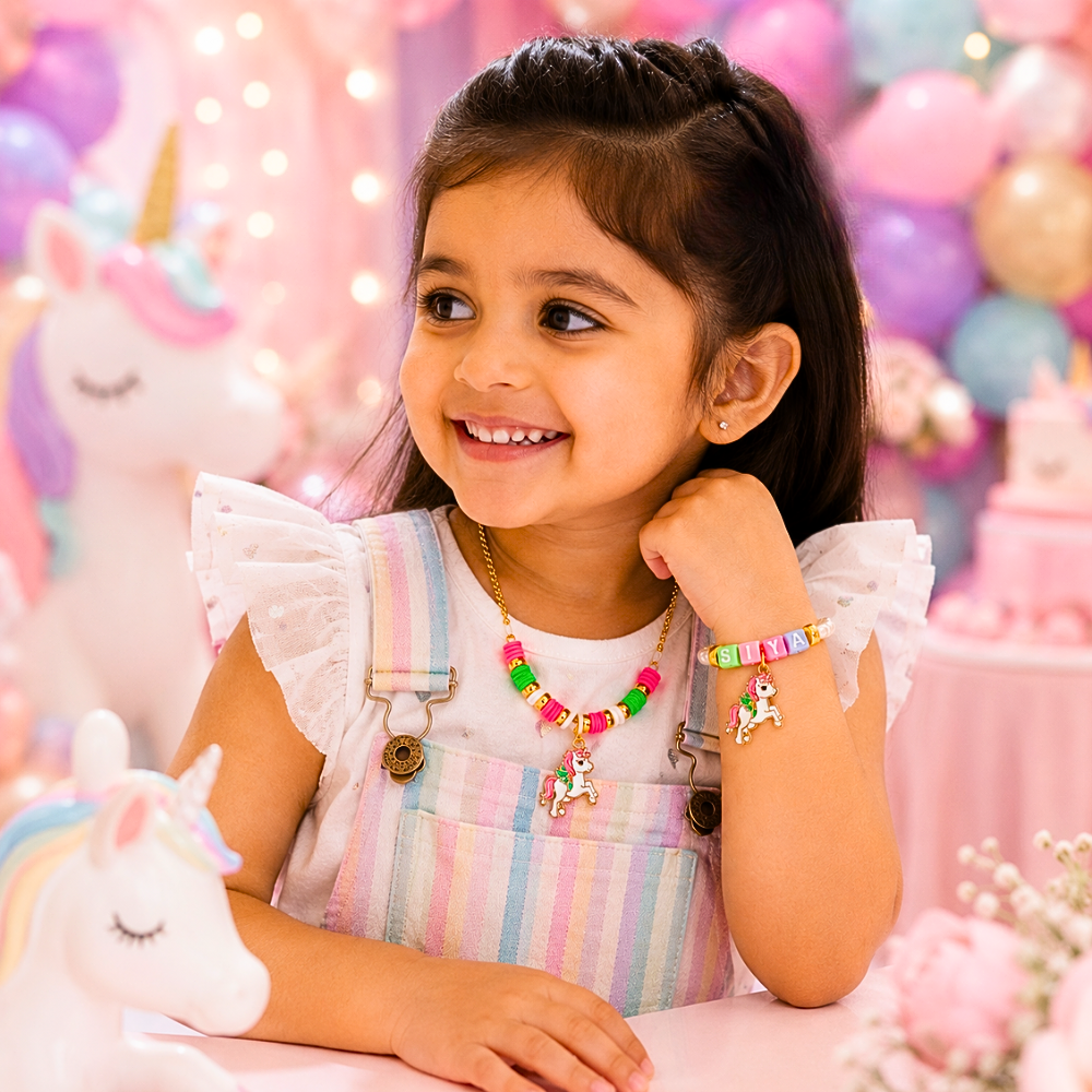 Personalized Unicorn Charm Pendant & Bracelet