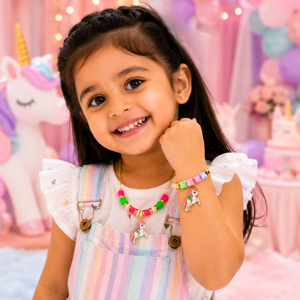 Personalized Unicorn Charm Pendant & Bracelet
