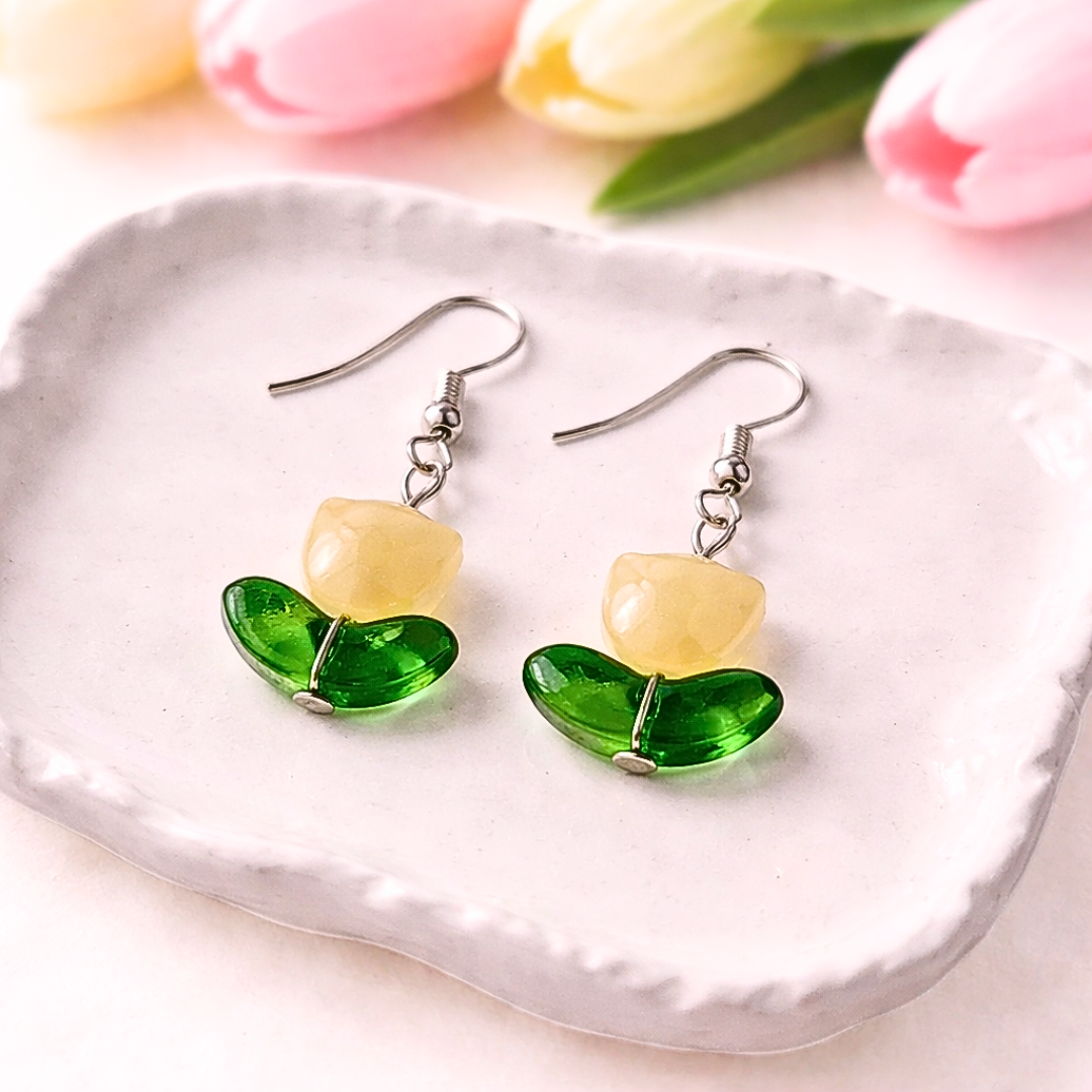 Yellow Tulip Bracelet and Earrings Jewelry Gift Box