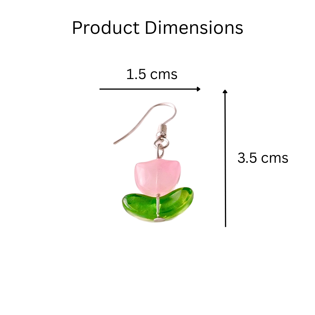 Baby Pink Tulip Bracelet and Earrings Jewelry Gift Box