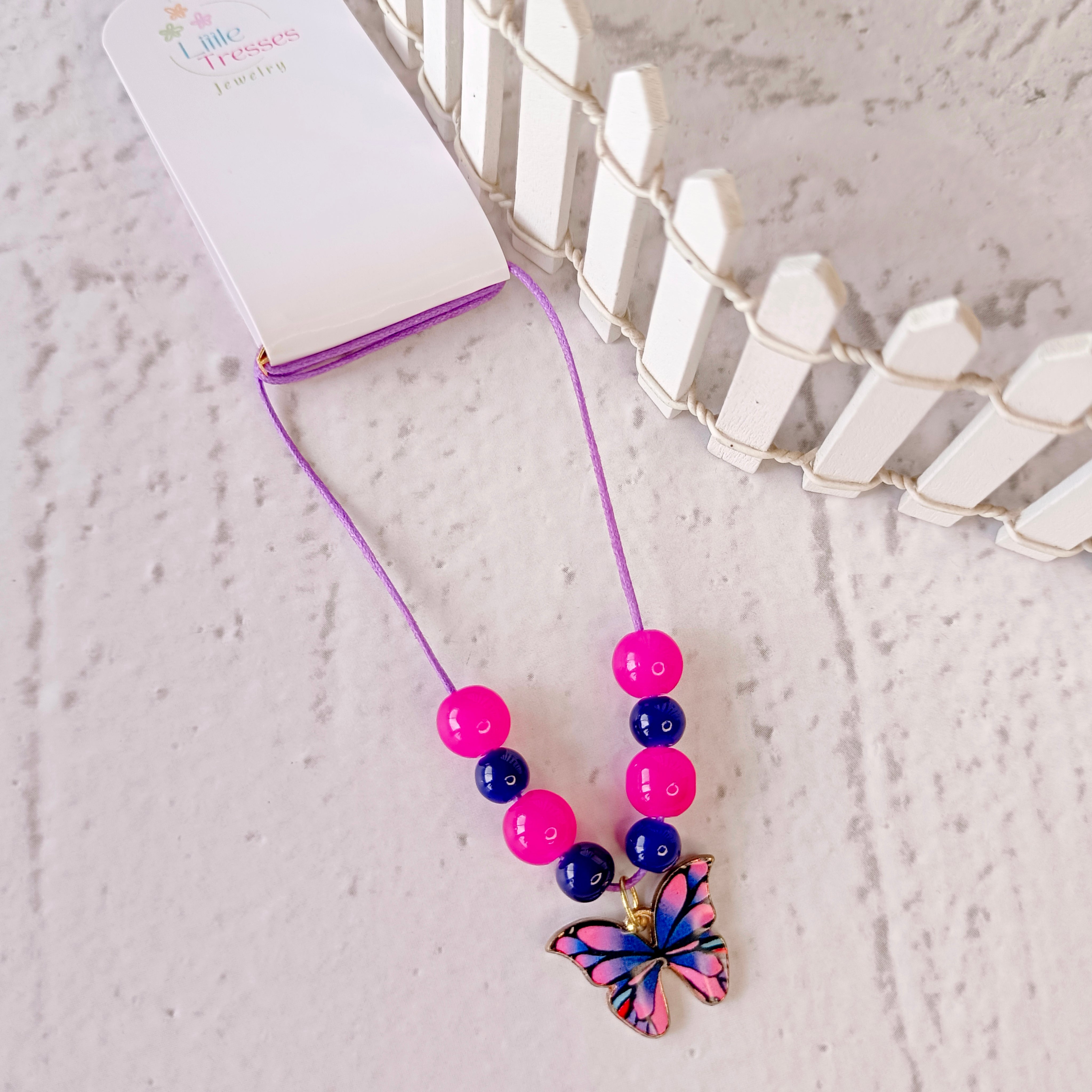 Designer Butterfly Pendant - Pink & Blue