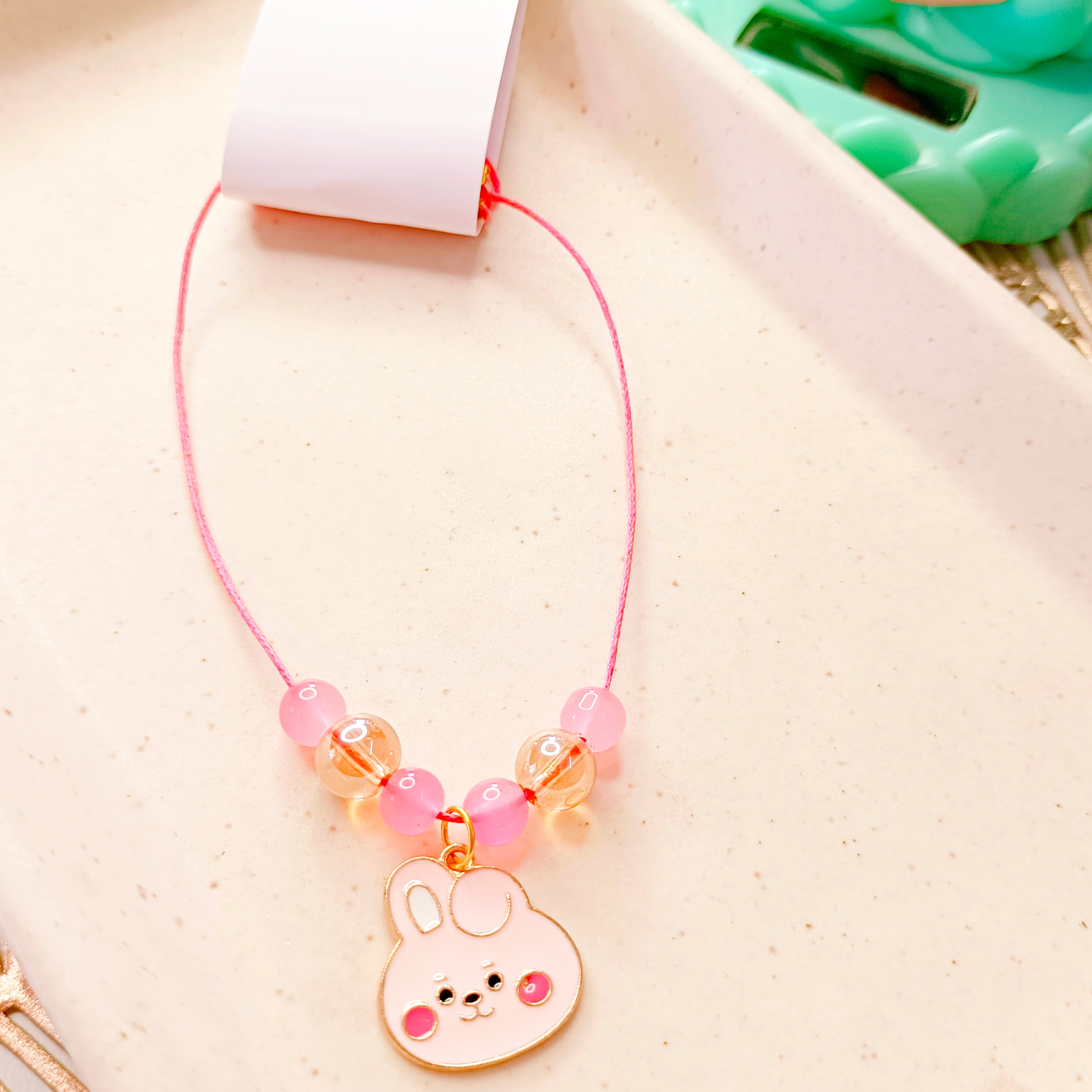 Little Bunny Bracelet & Pendant Set - Pink
