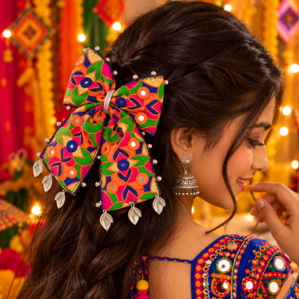 Utsavi Navratri PiggyTail Bow Alligator Clip