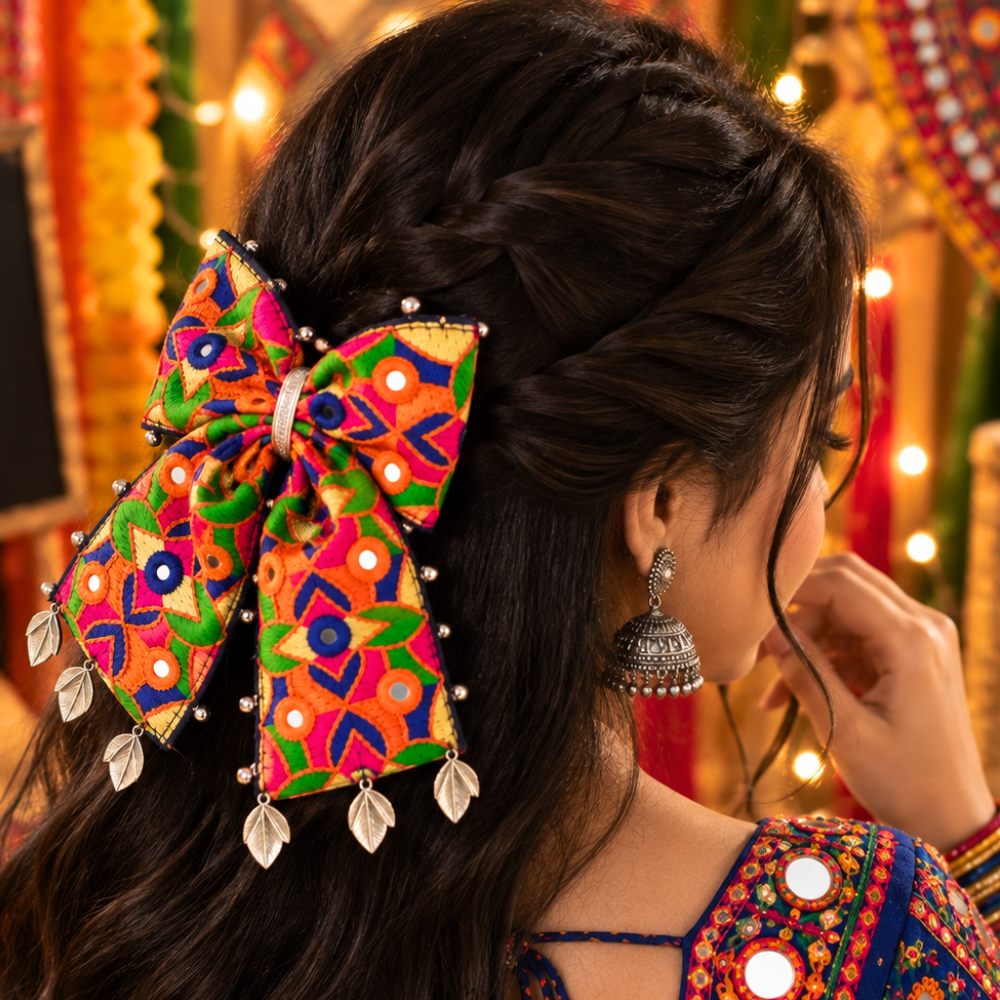 Utsavi Navratri PiggyTail Bow Alligator Clip
