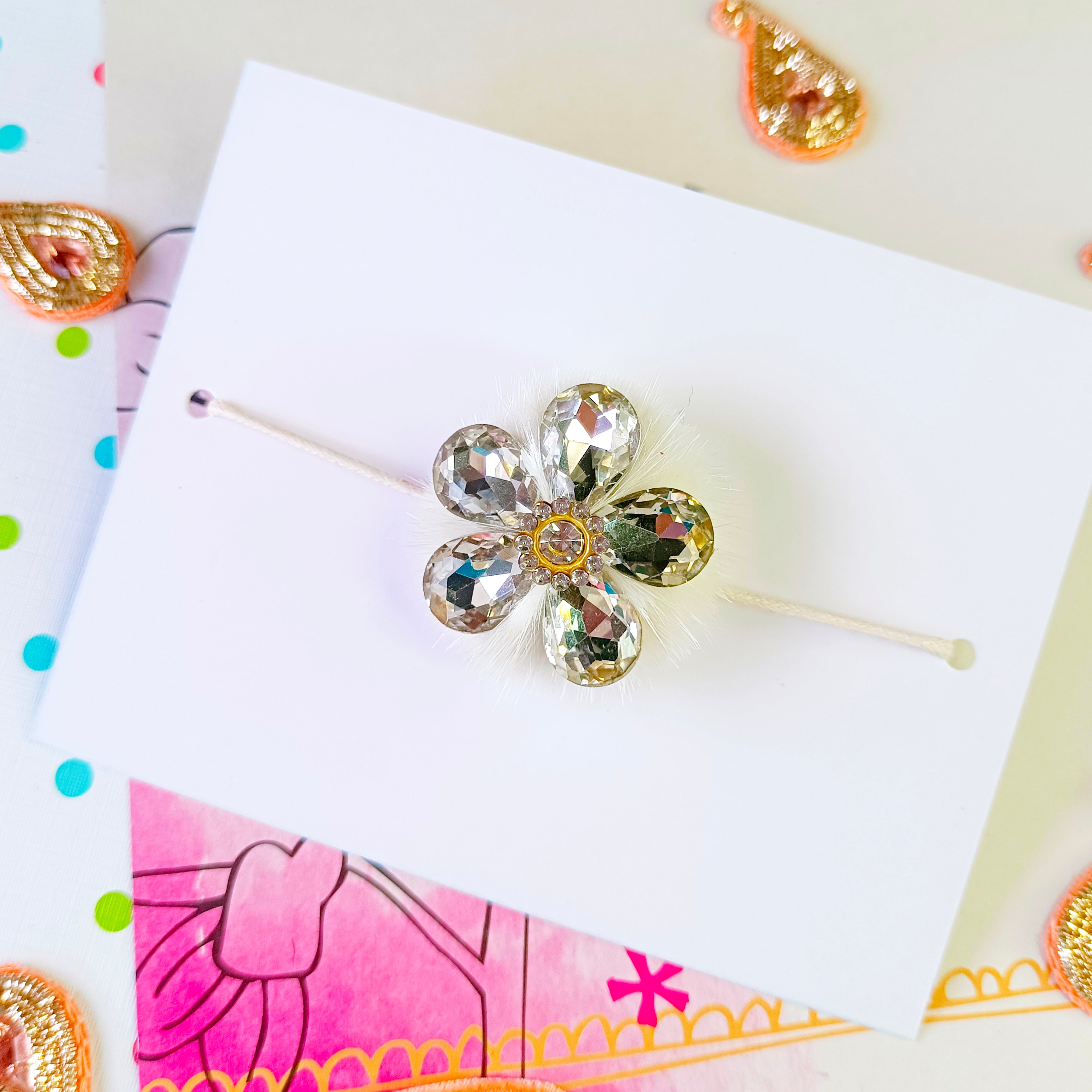 Rhinestone Rakhi (Silver)