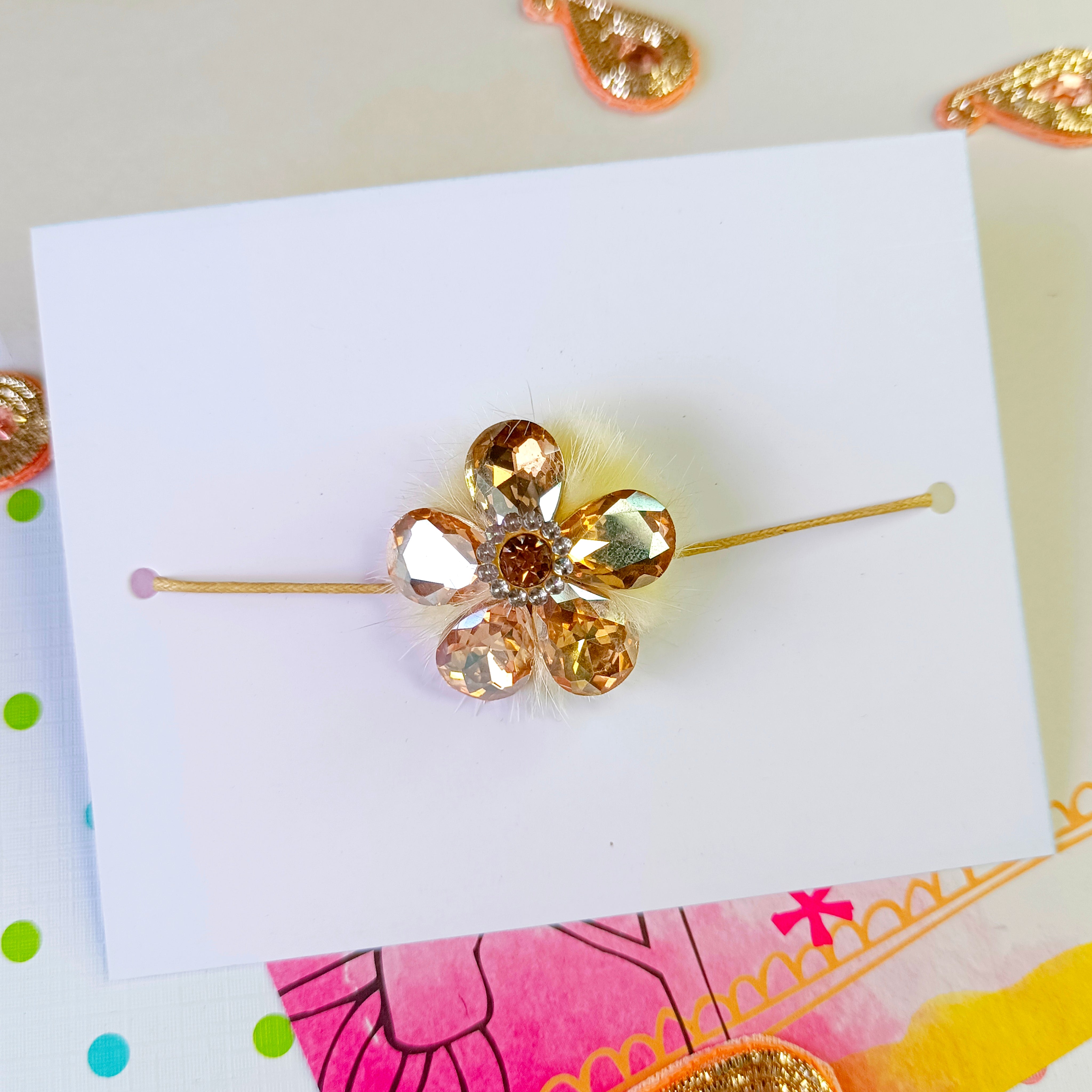 Rhinestone Rakhi (Light Golden)