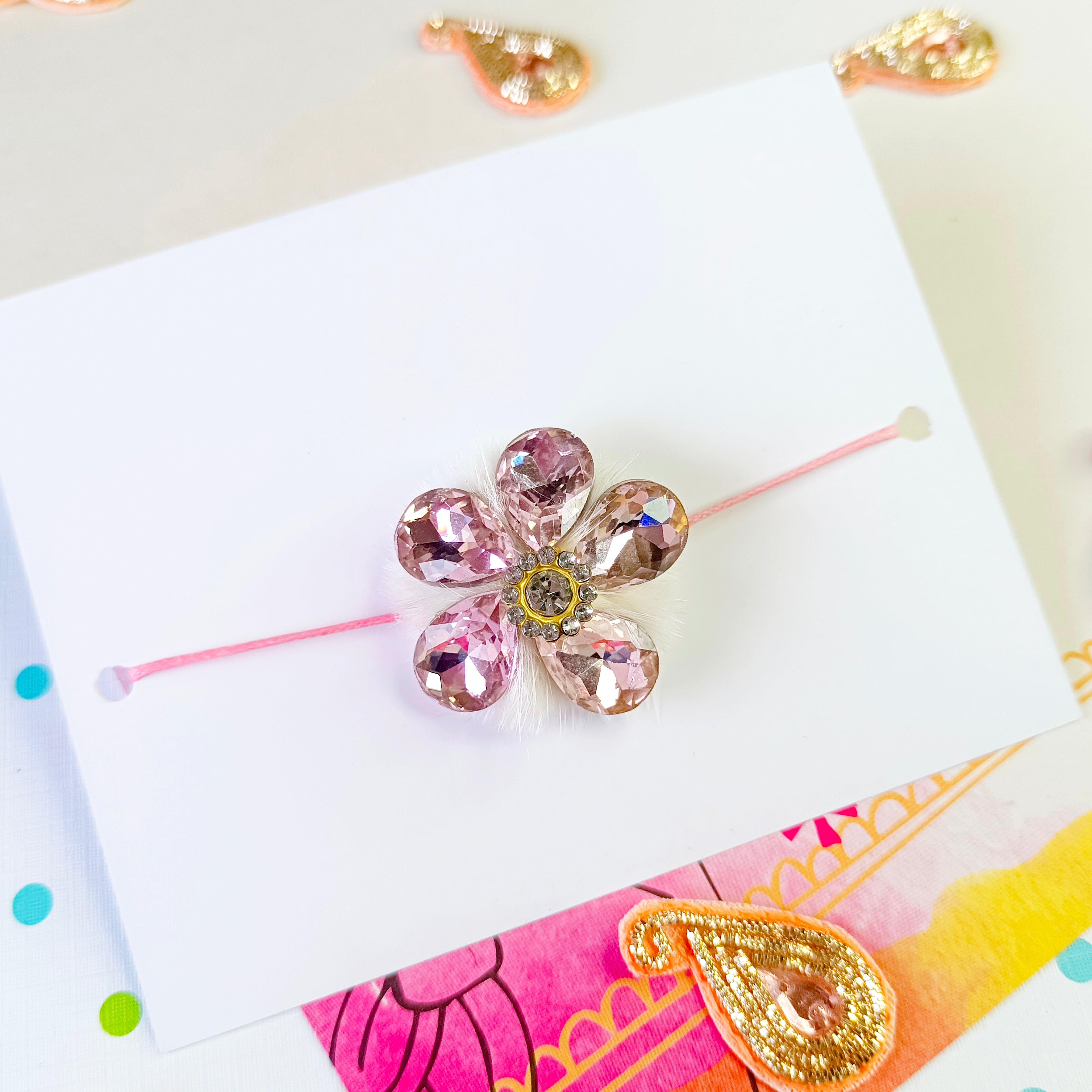 Rhinestone Rakhi (Light Pink)