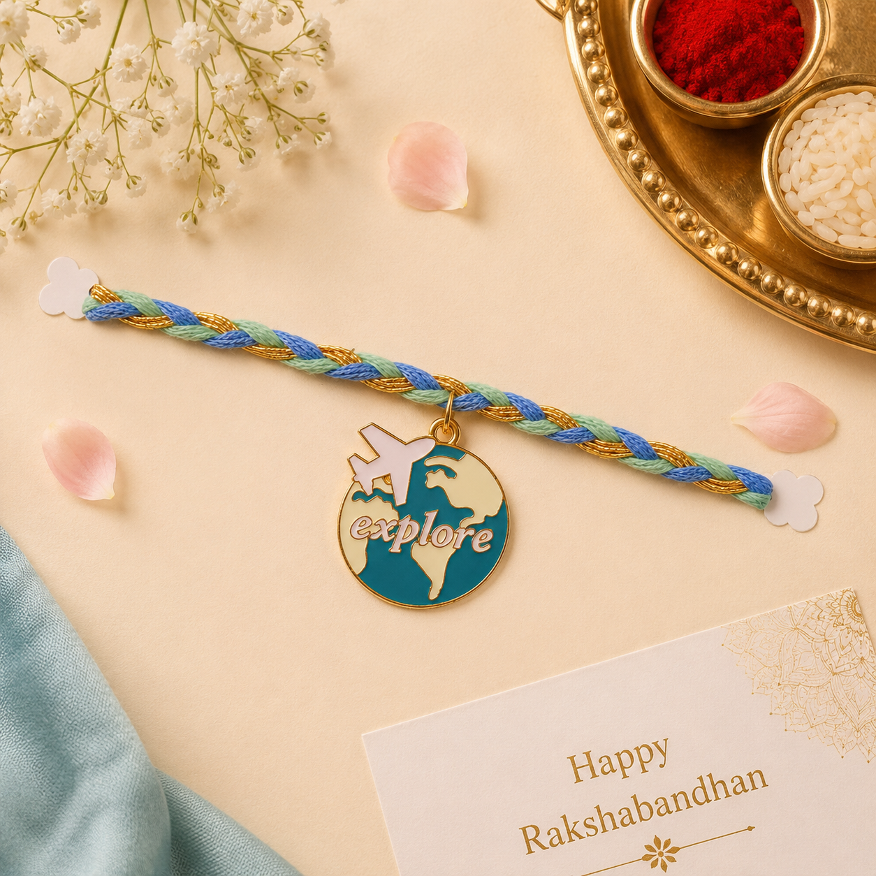 Personalized Explorer Bro Rakhi Box | Custom Name Travel Theme Rakhi for Brother