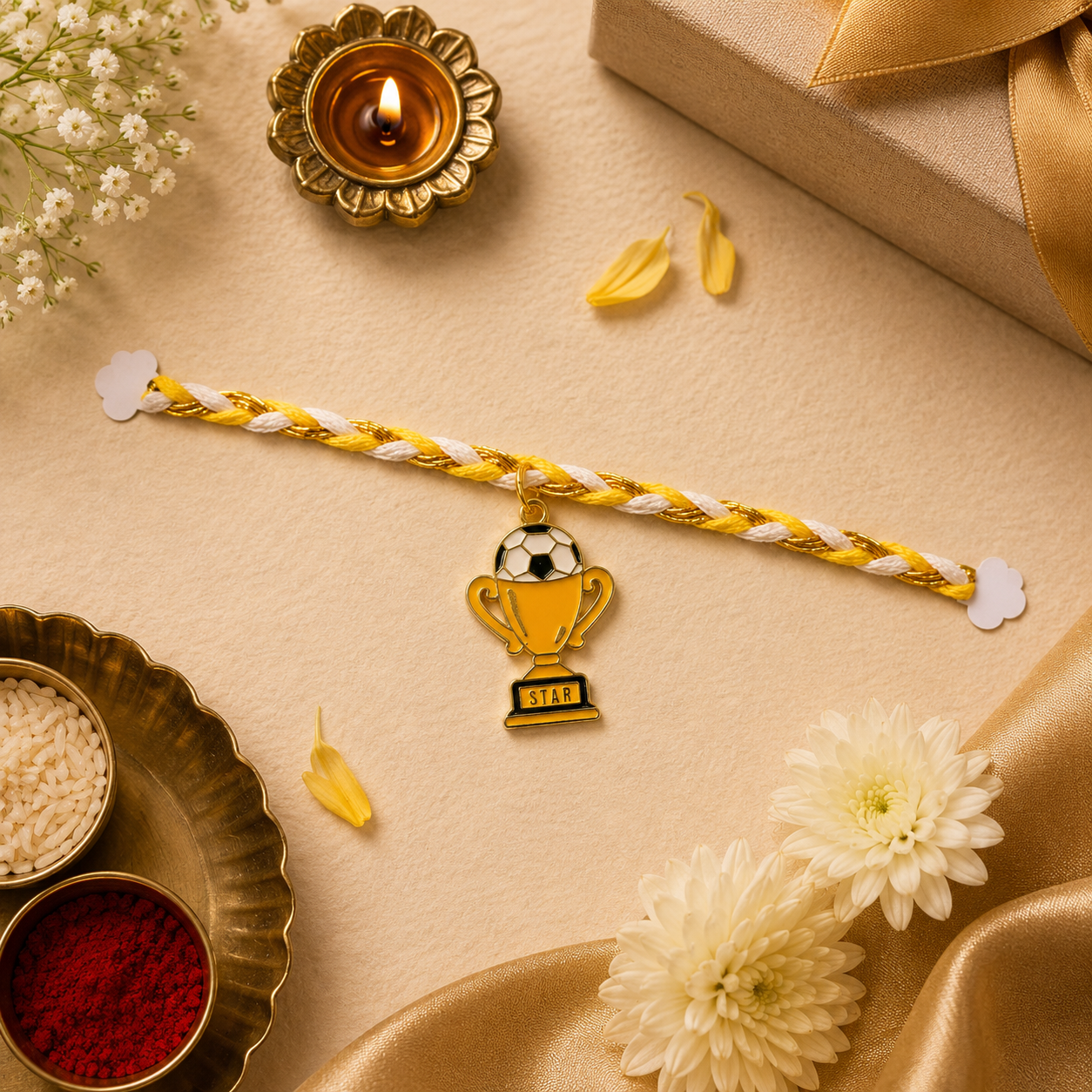 Personalized Football Enthusiast Bro Rakhi Box | Custom Name Football Rakhi for Brother
