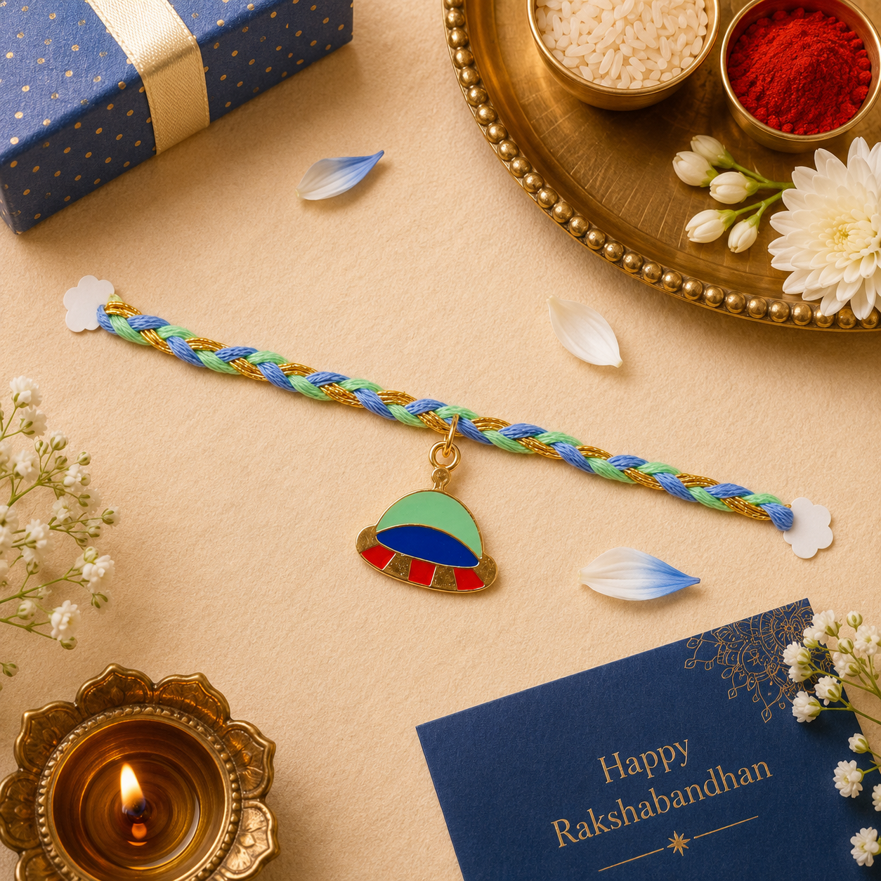 Spaceship Rakhi Box | Custom Name Space Rakhi for Brother