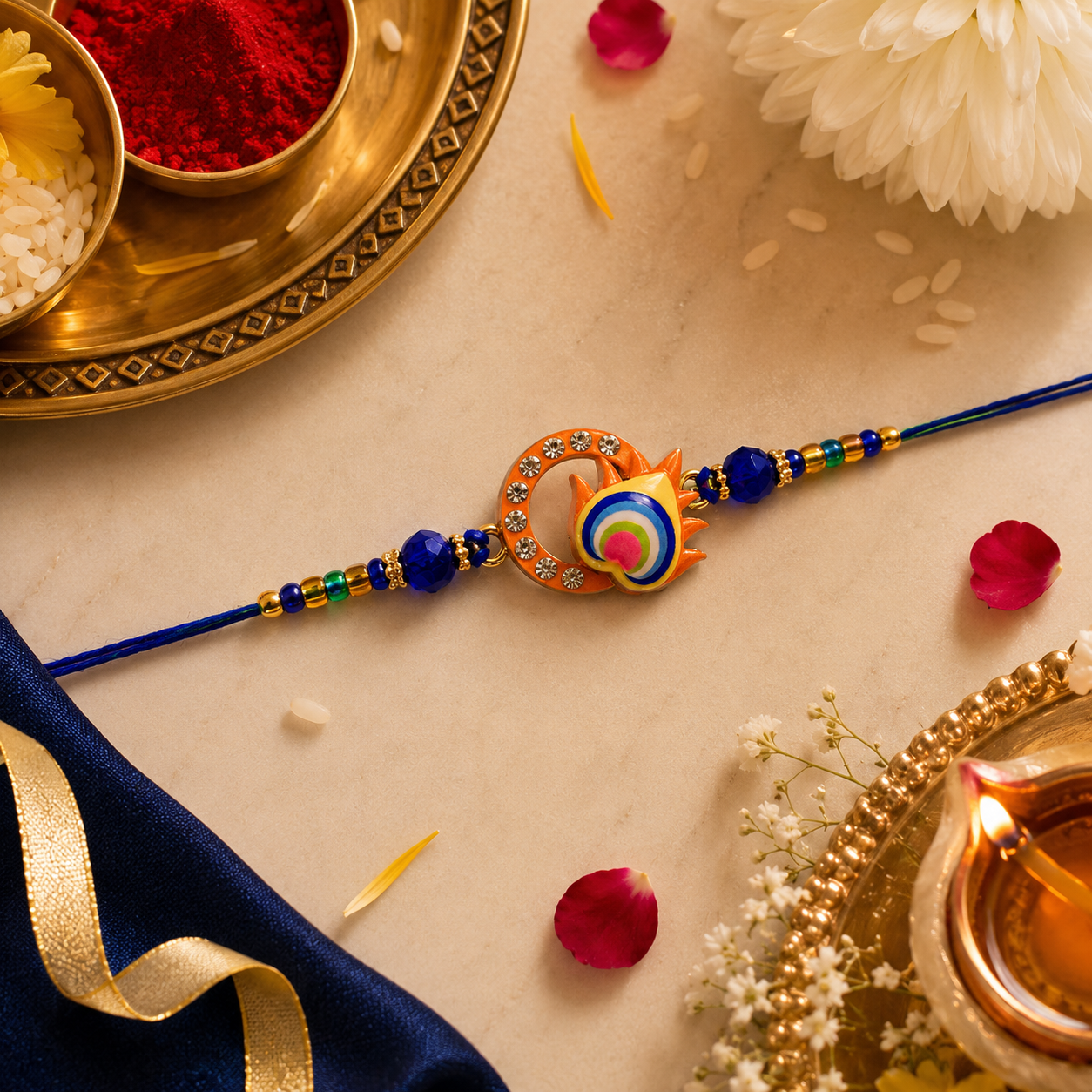 Designer Mor Pankh Rakhi Box
