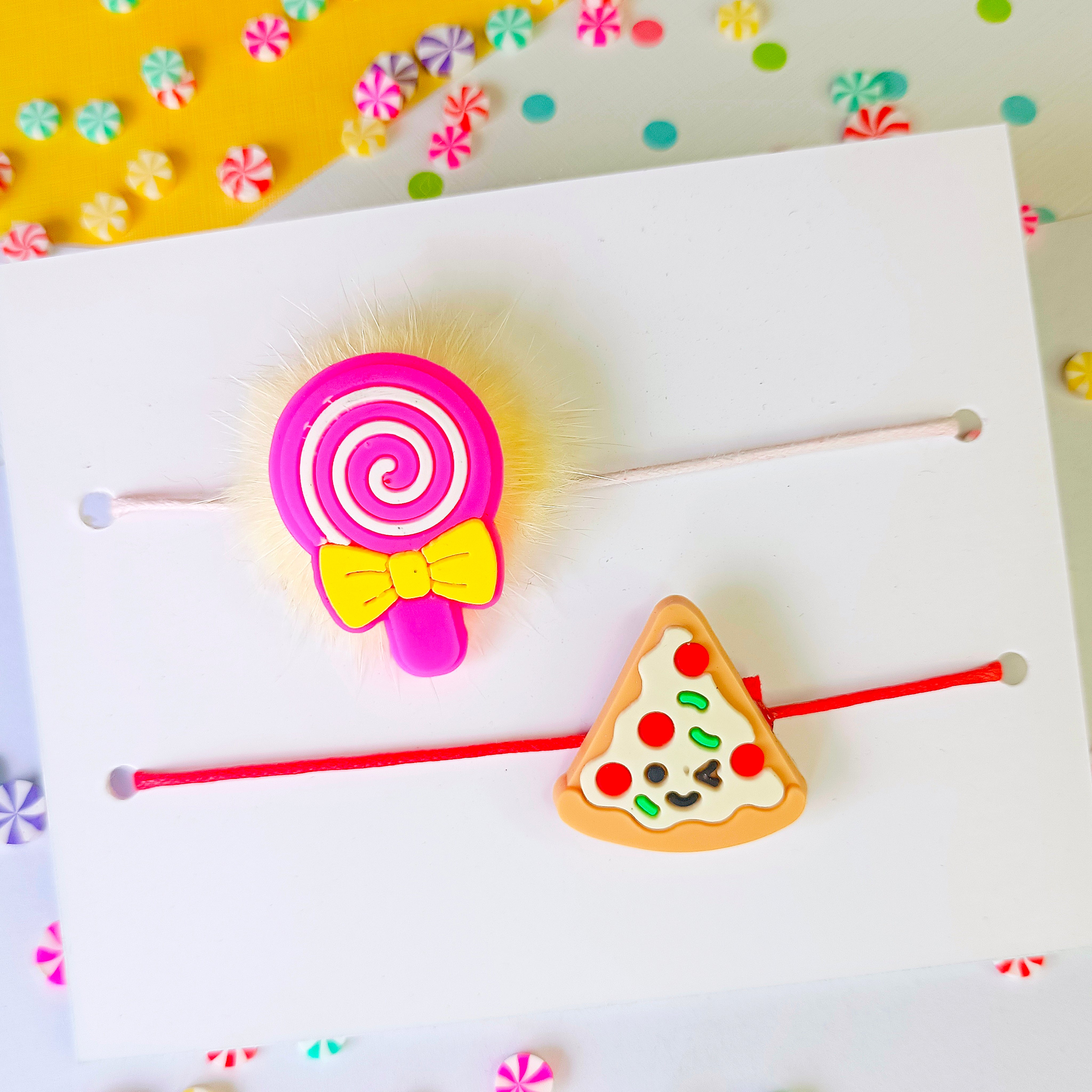 Combo of Pink Spiral & Pizza Rakhi