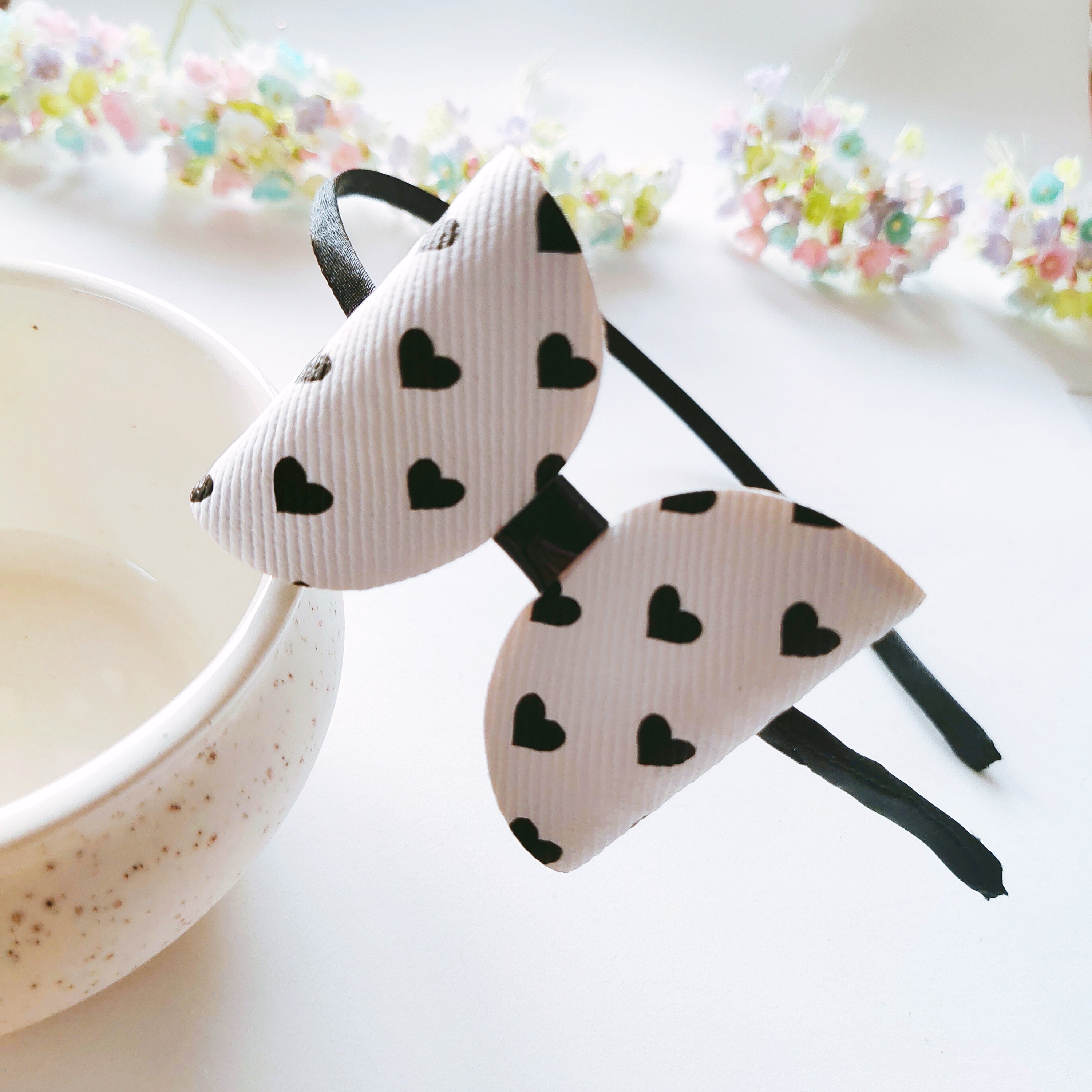 Black & White Hearts TBD Headband