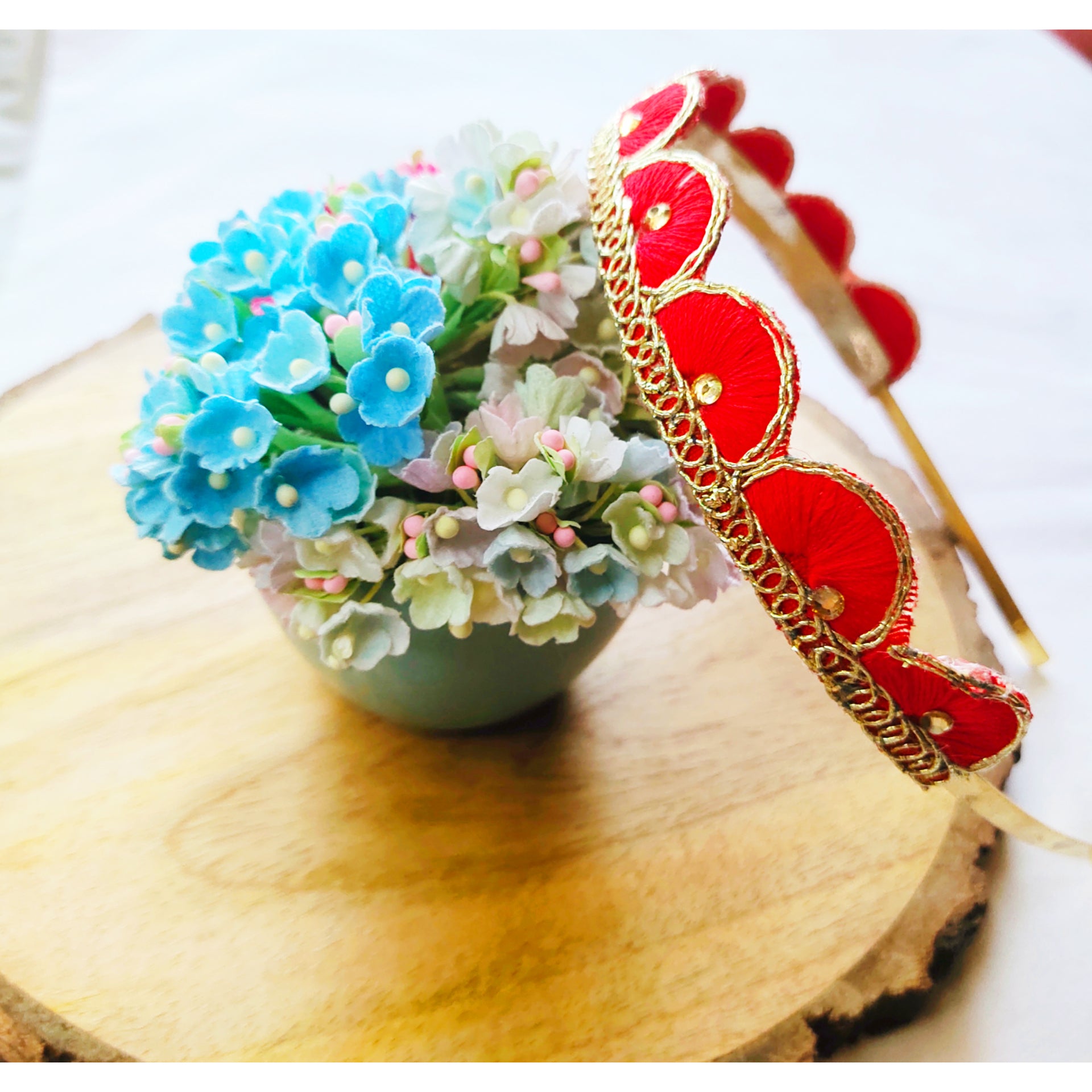 Red Scalloped Designer Headband