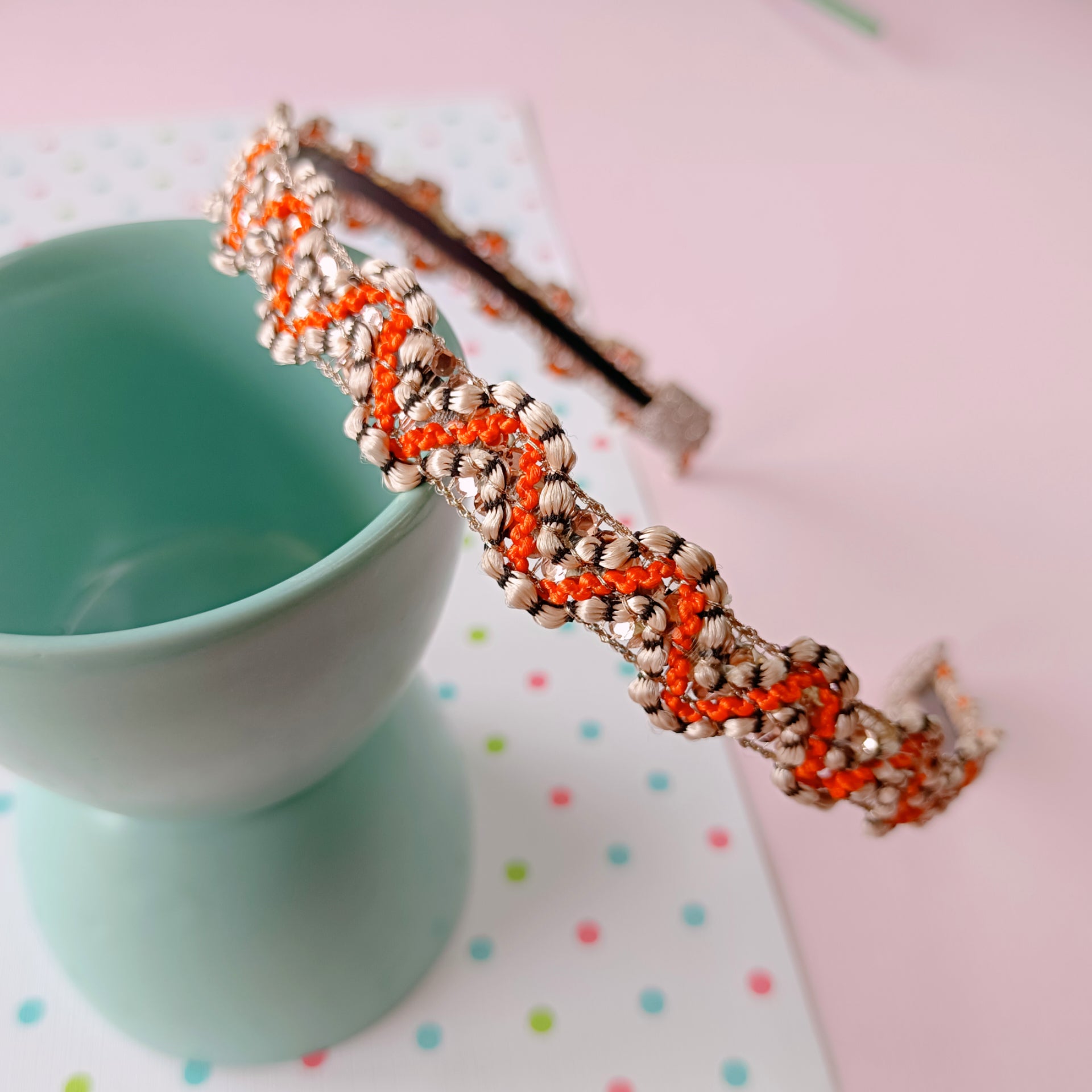 Orange Waves Lace Headband