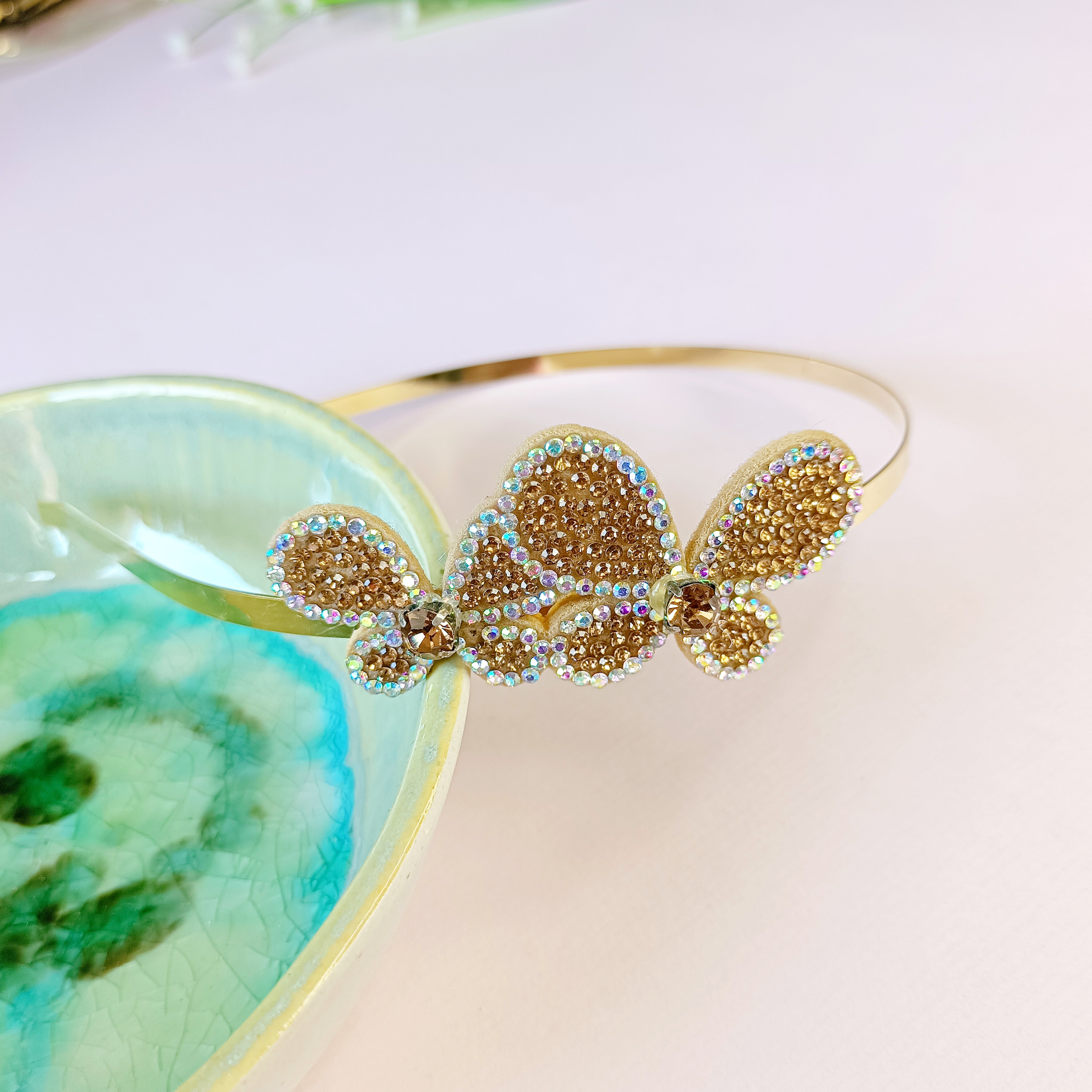 Golden Designer Twin Butterfly Headband