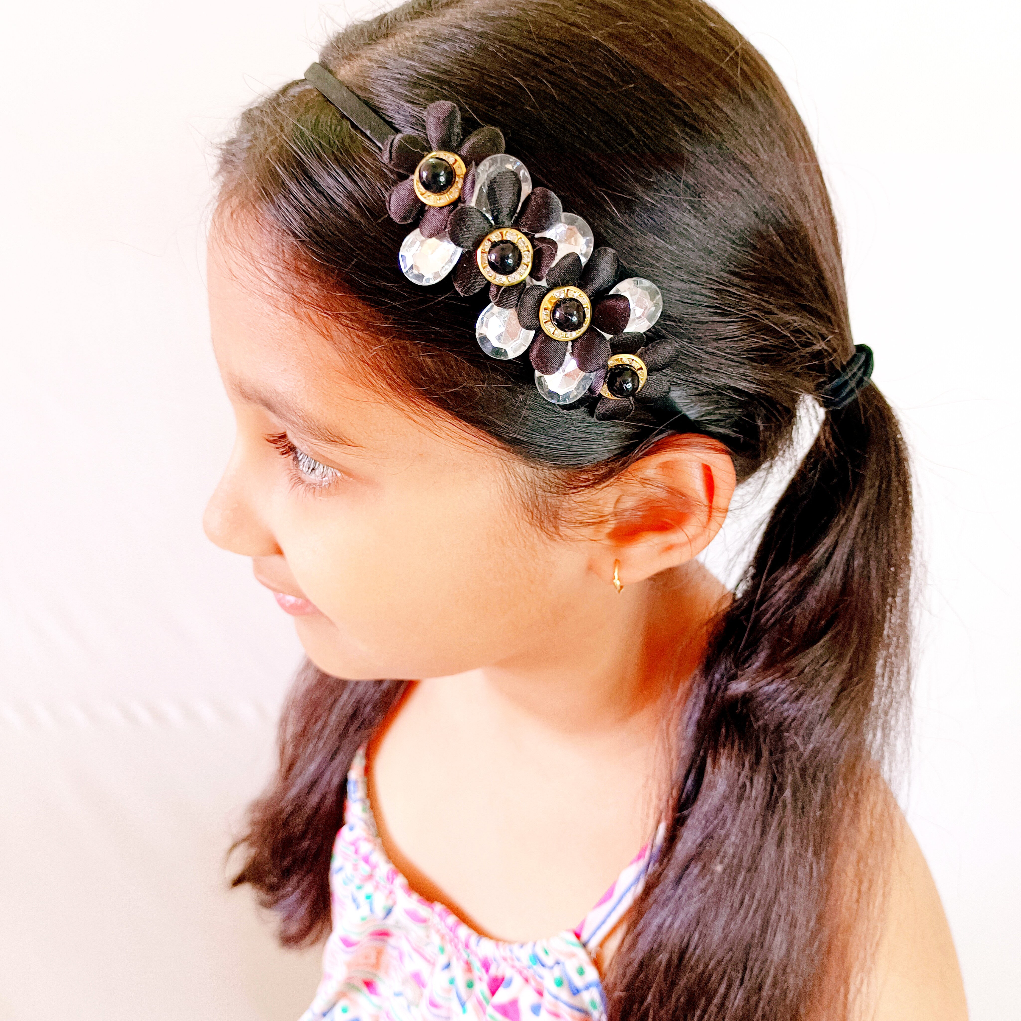 Bubble Flowers Headband - Black