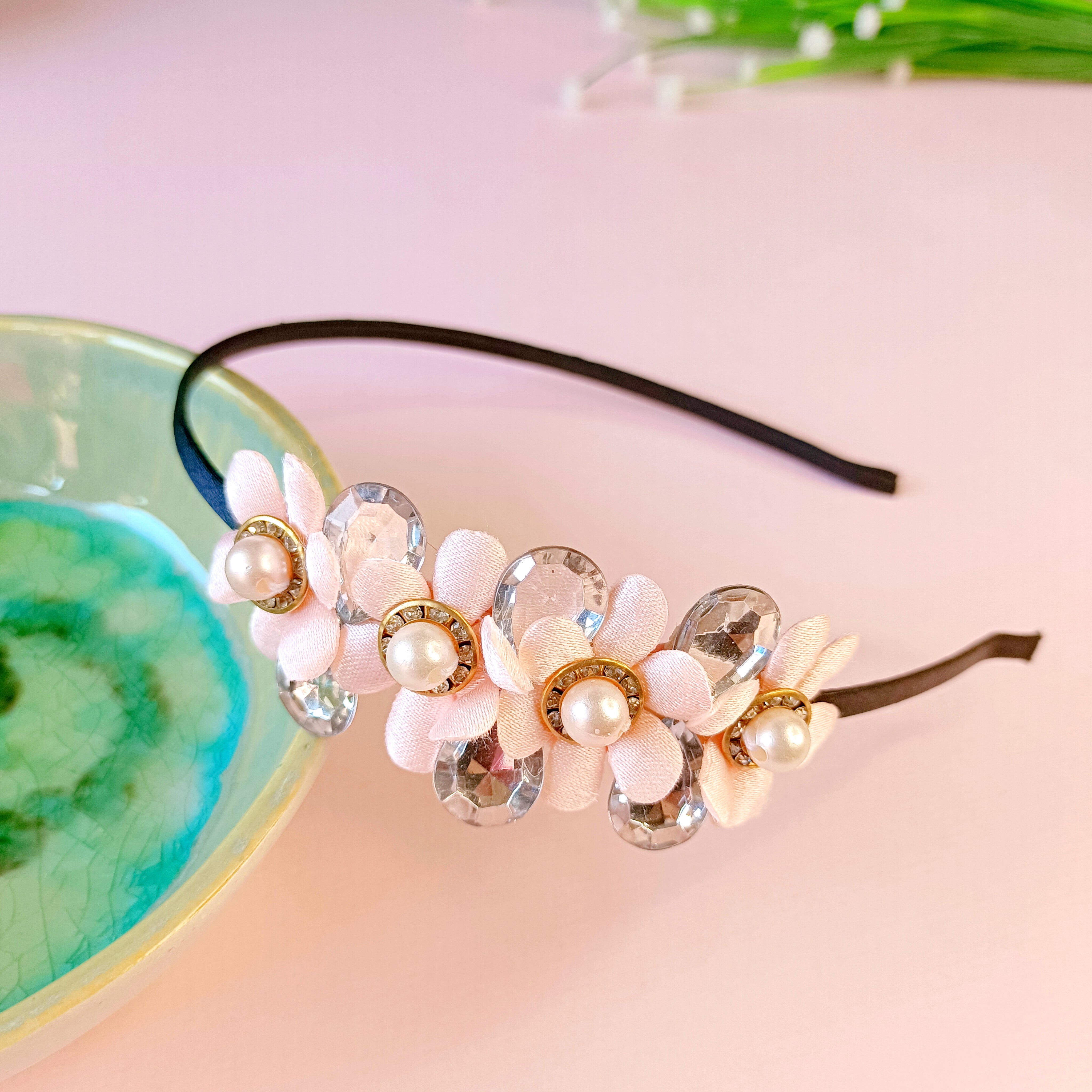 Bubble Flowers Headband - Peach